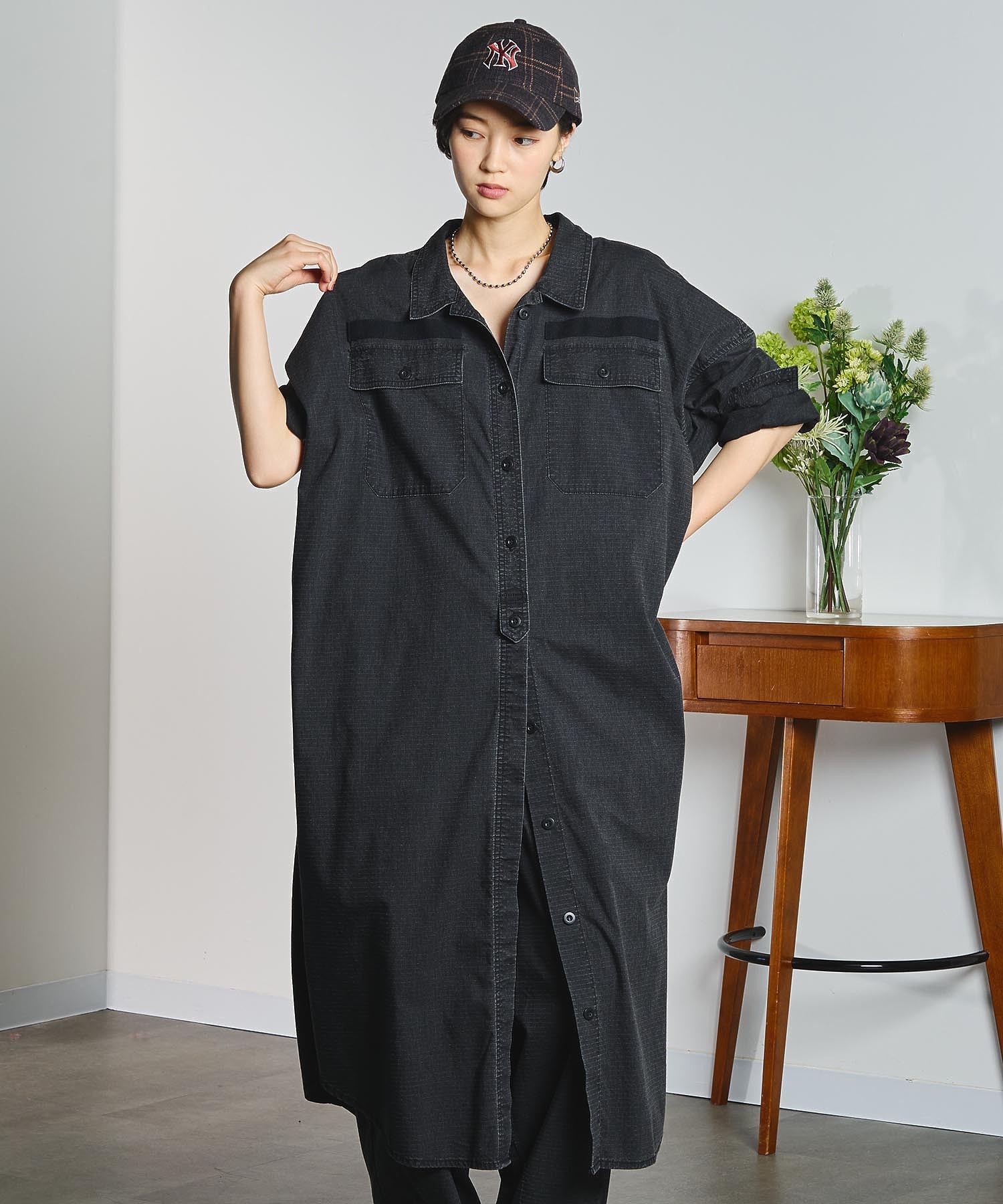 RIP STOP WORK POCKET SHIRT DRESS