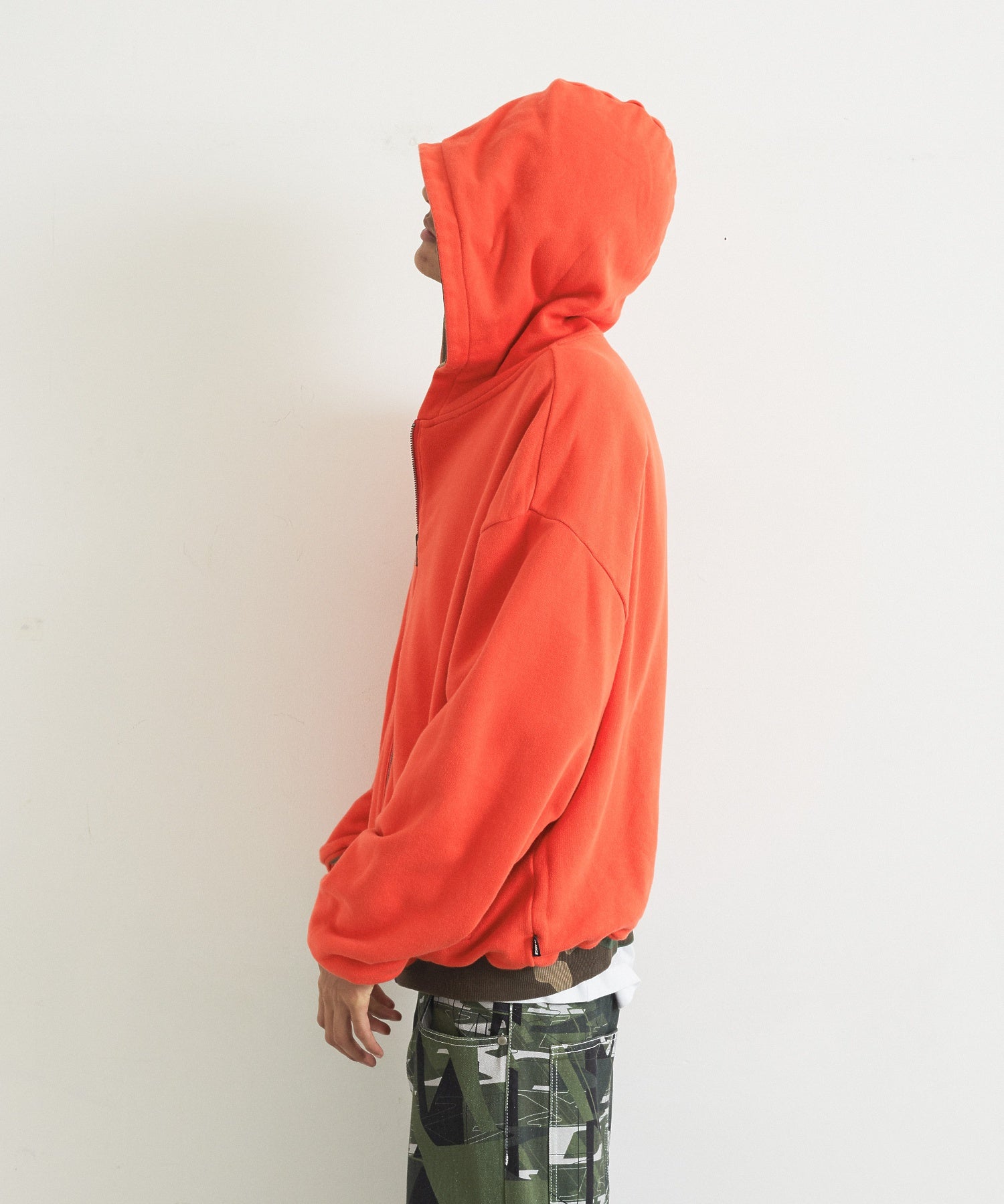 REVERSIBLE CAMO ZIP HOODED SWEATSHIRT