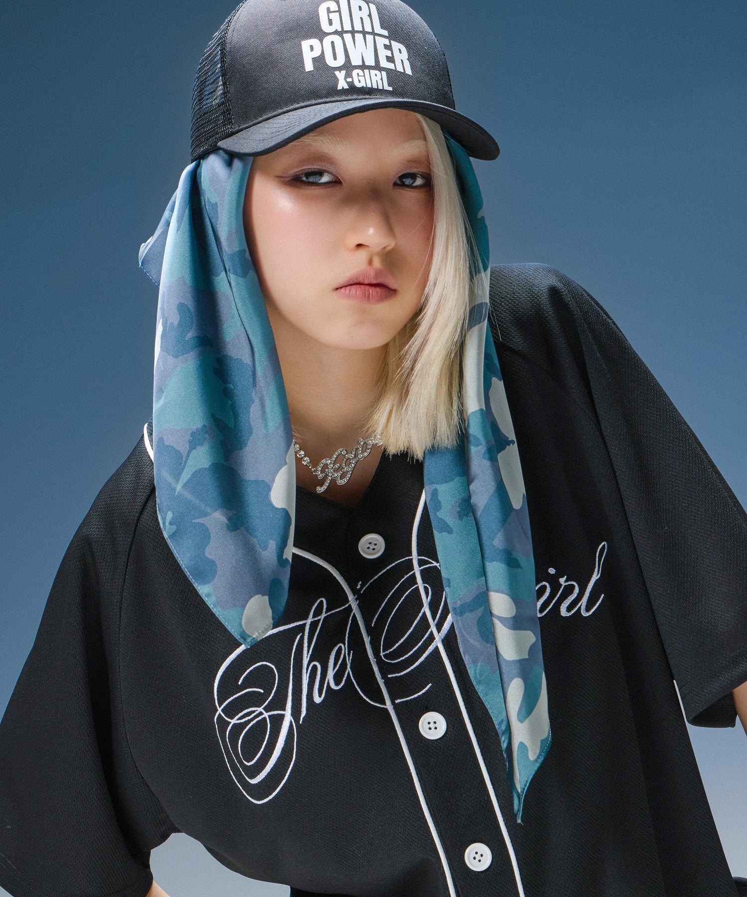 RHINESTONE CURSIVE LOGO NECKLACE