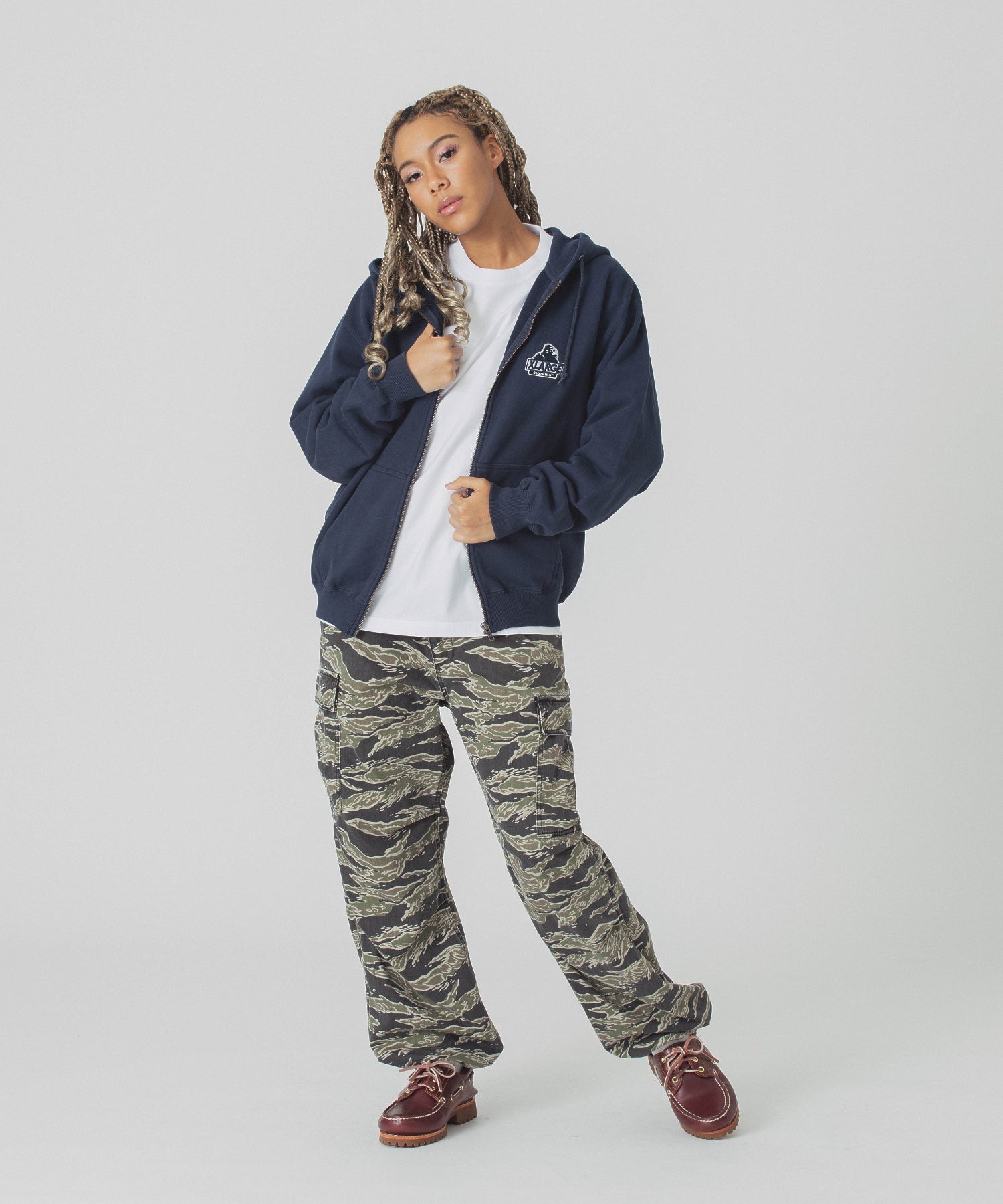 BACKSIDE SLANTED OG ZIP HOODED SWEATSHIRT