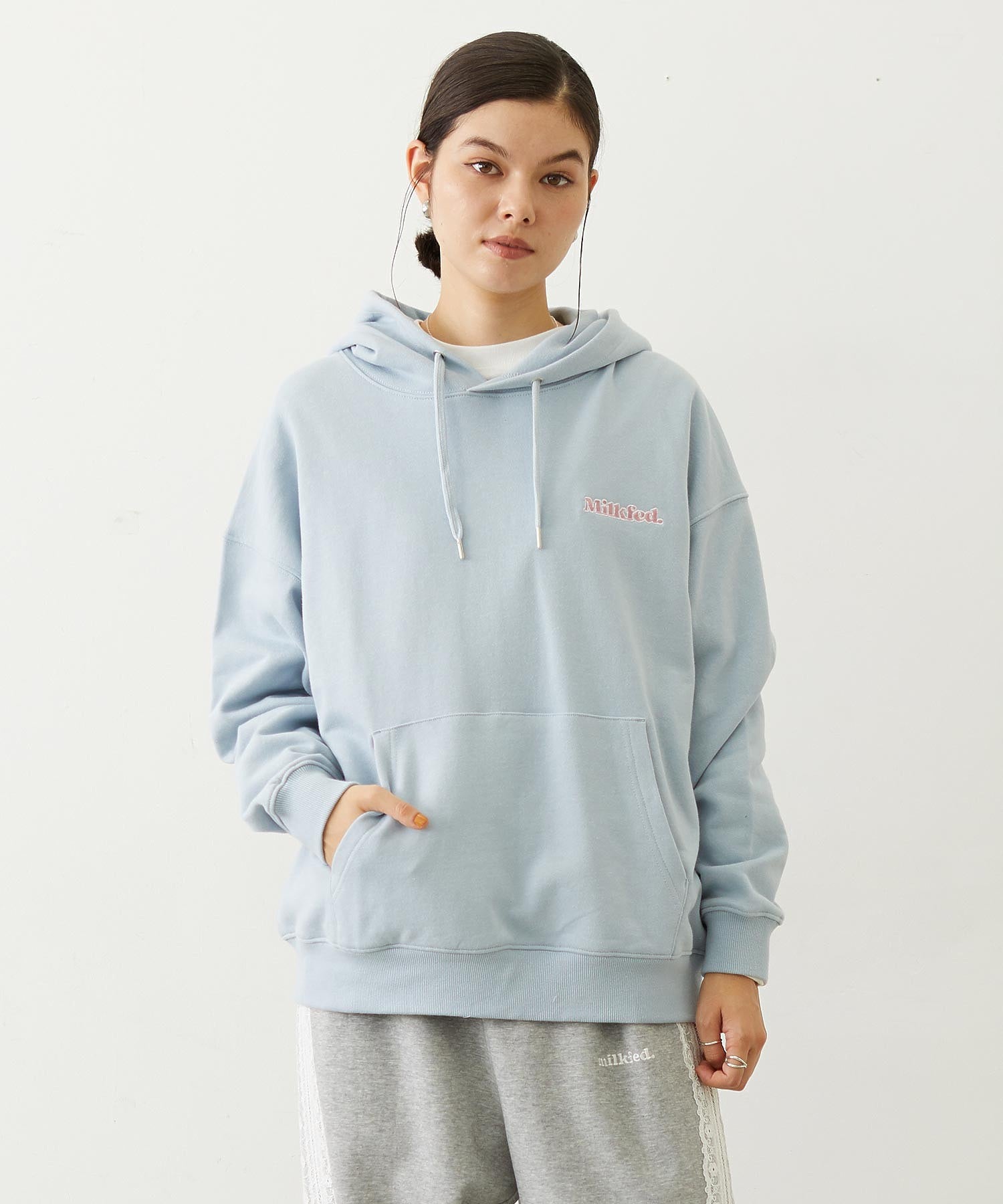 RIBBON EMBROIDERY SWEAT HOODIE