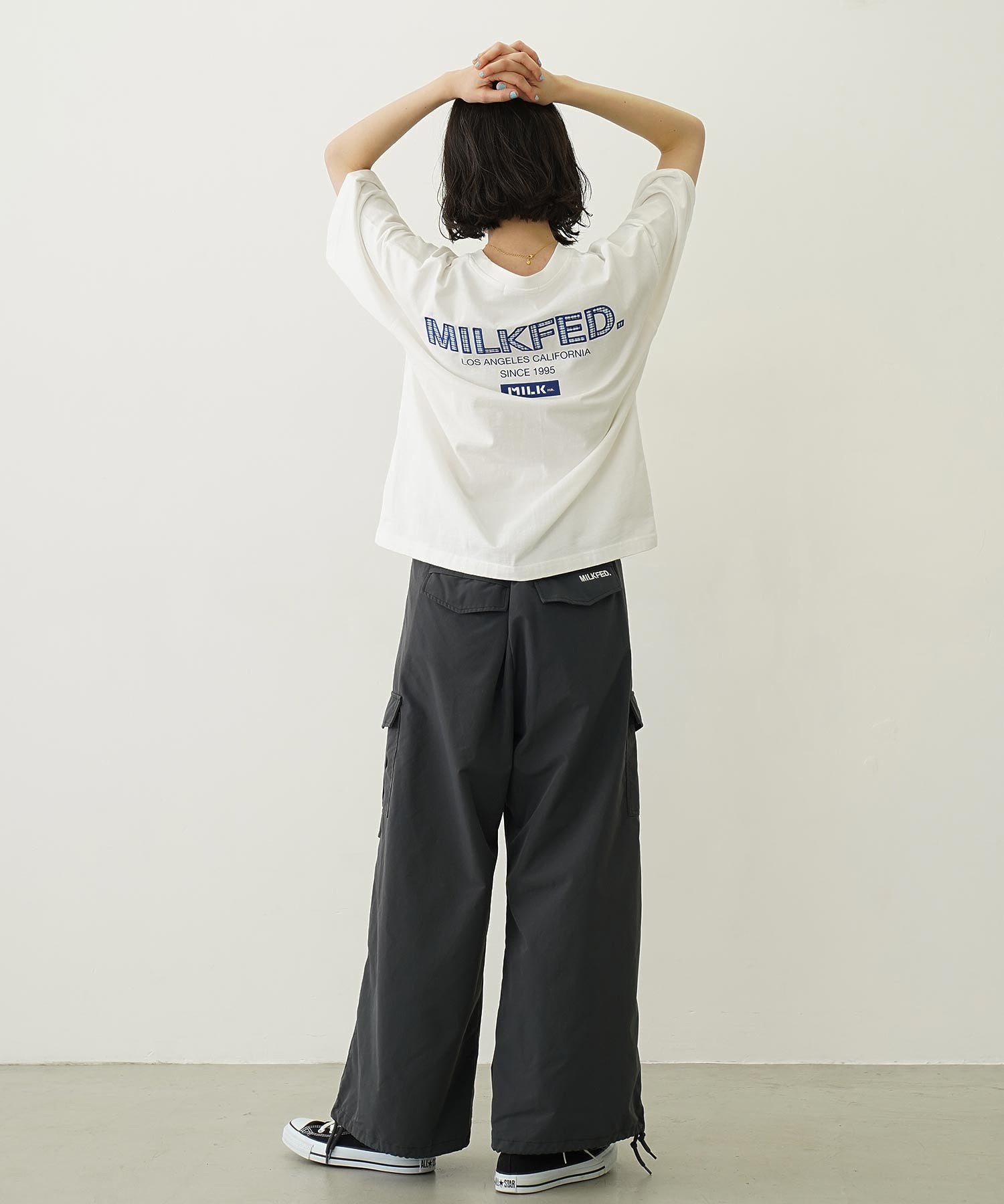 MILKFED. PLAID LOGO WIDE S/S TEE