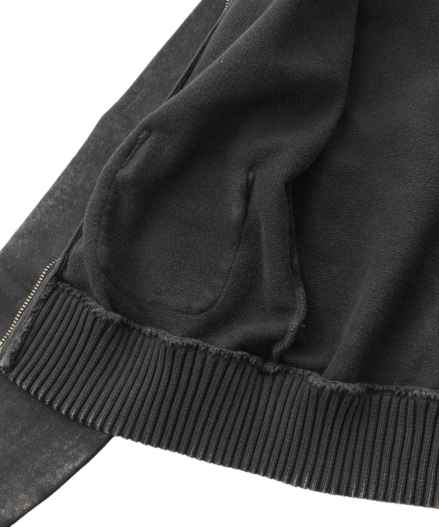 FADED SWEAT AND RIB ZIP UP COMPACT HOODIE
