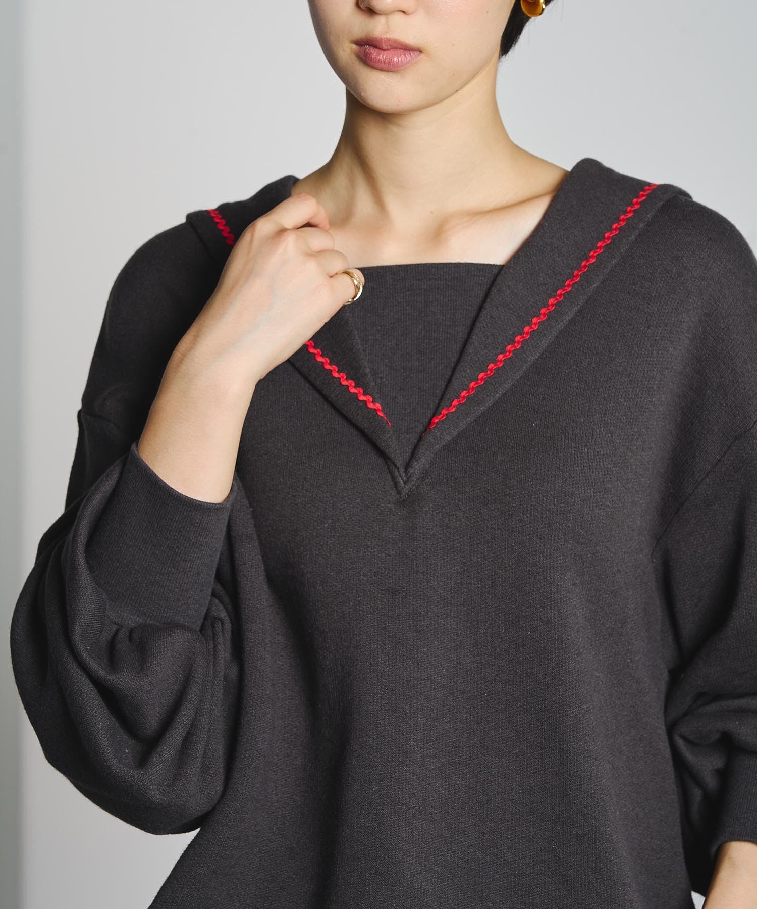 mici/SAILOR COLLAR FRENCH TERRY TOP