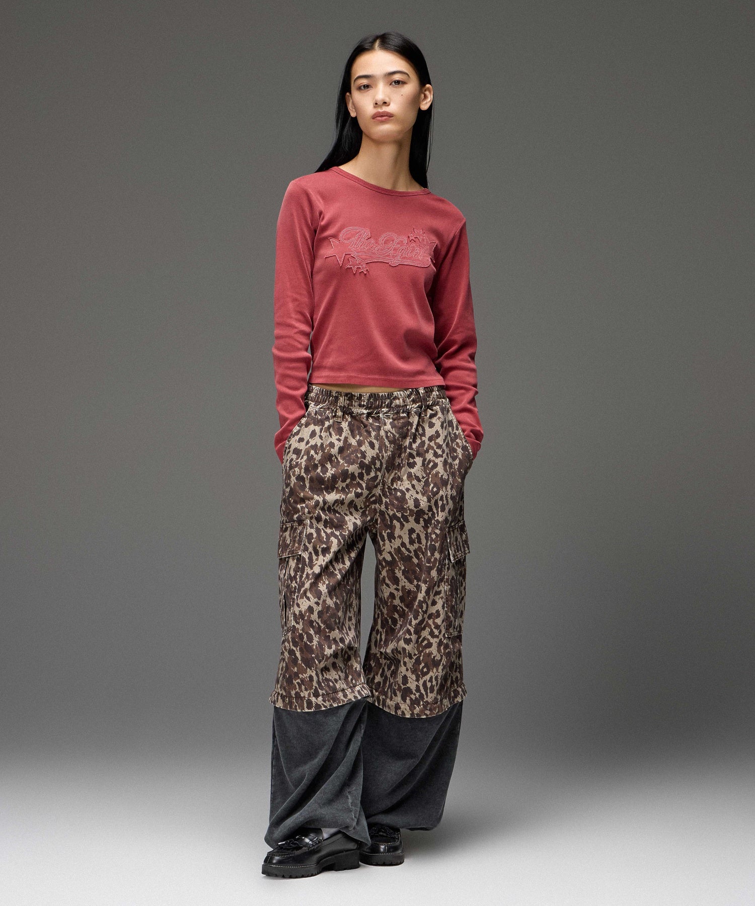 JERSEY MIX 2WAY WIDE LEG CARGO PANTS