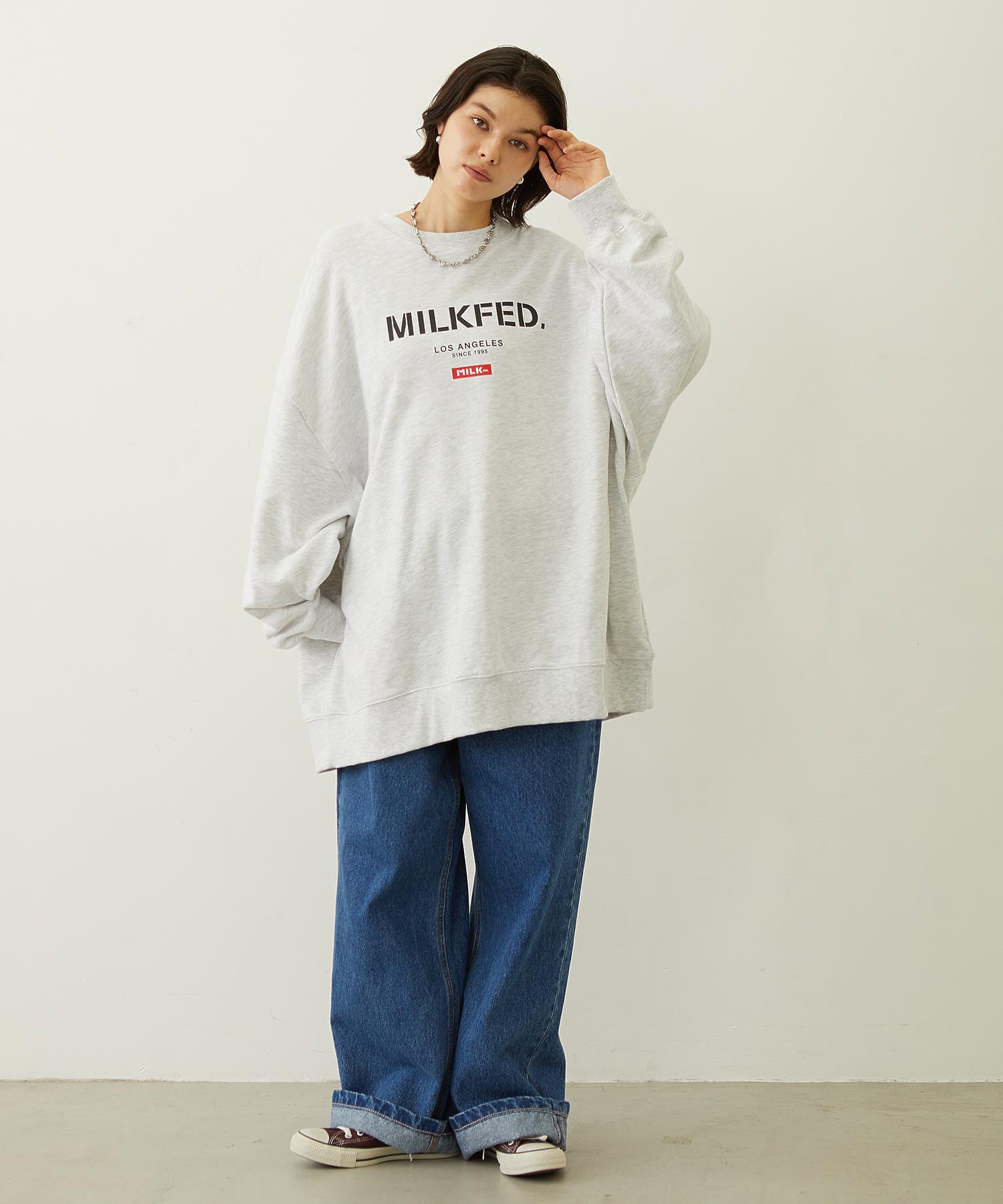 STENCIL AND BAR LOGO BIG SWEAT TOP