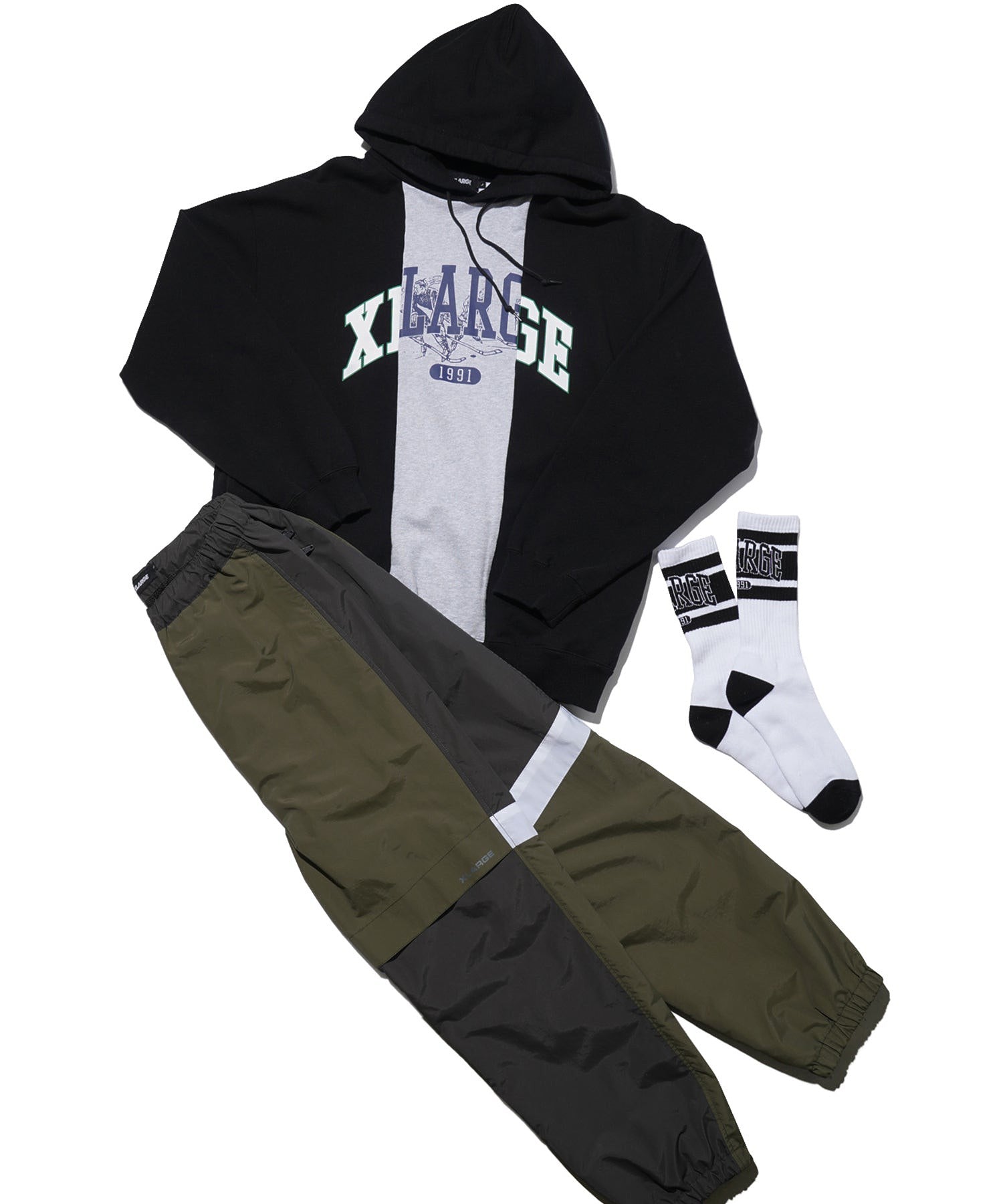 PATCHWORK PULLOVER HOODED SWEAT XLARGE