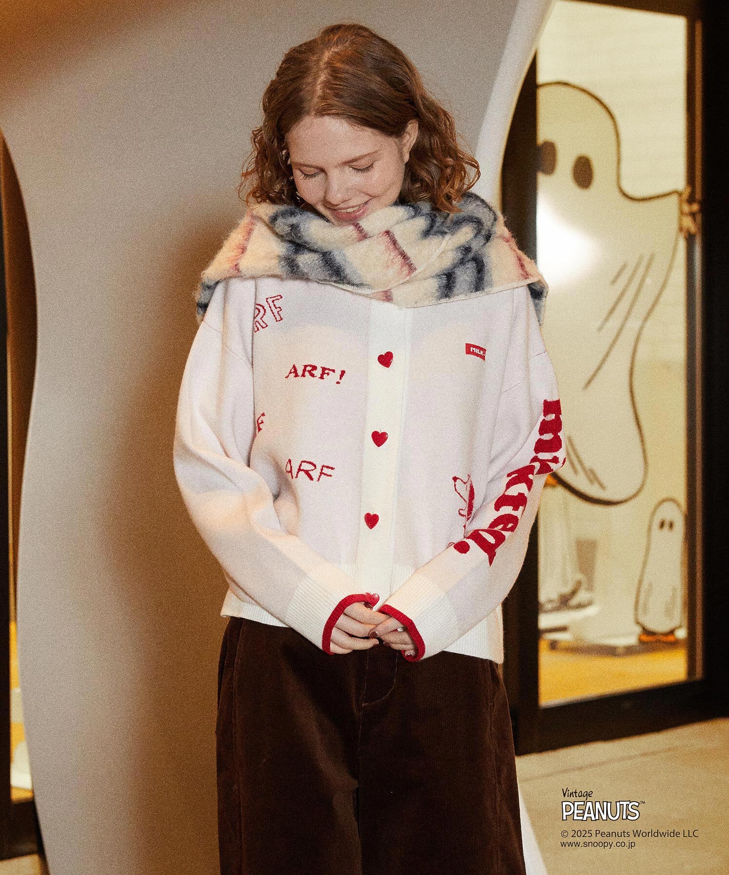 MILKFED. × PEANUTS KNIT CARDIGAN