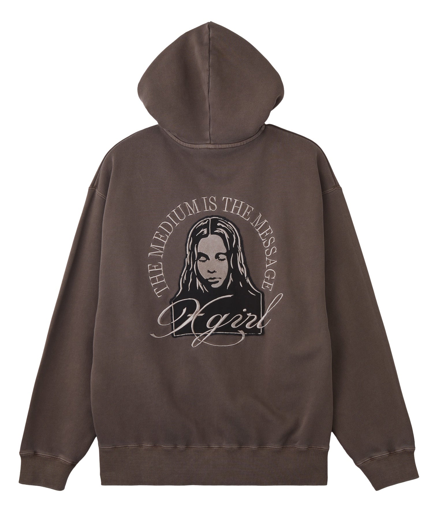 PIGMENT DYED FACE PATCH AND LOGO ZIP UP SWEAT HOODIE
