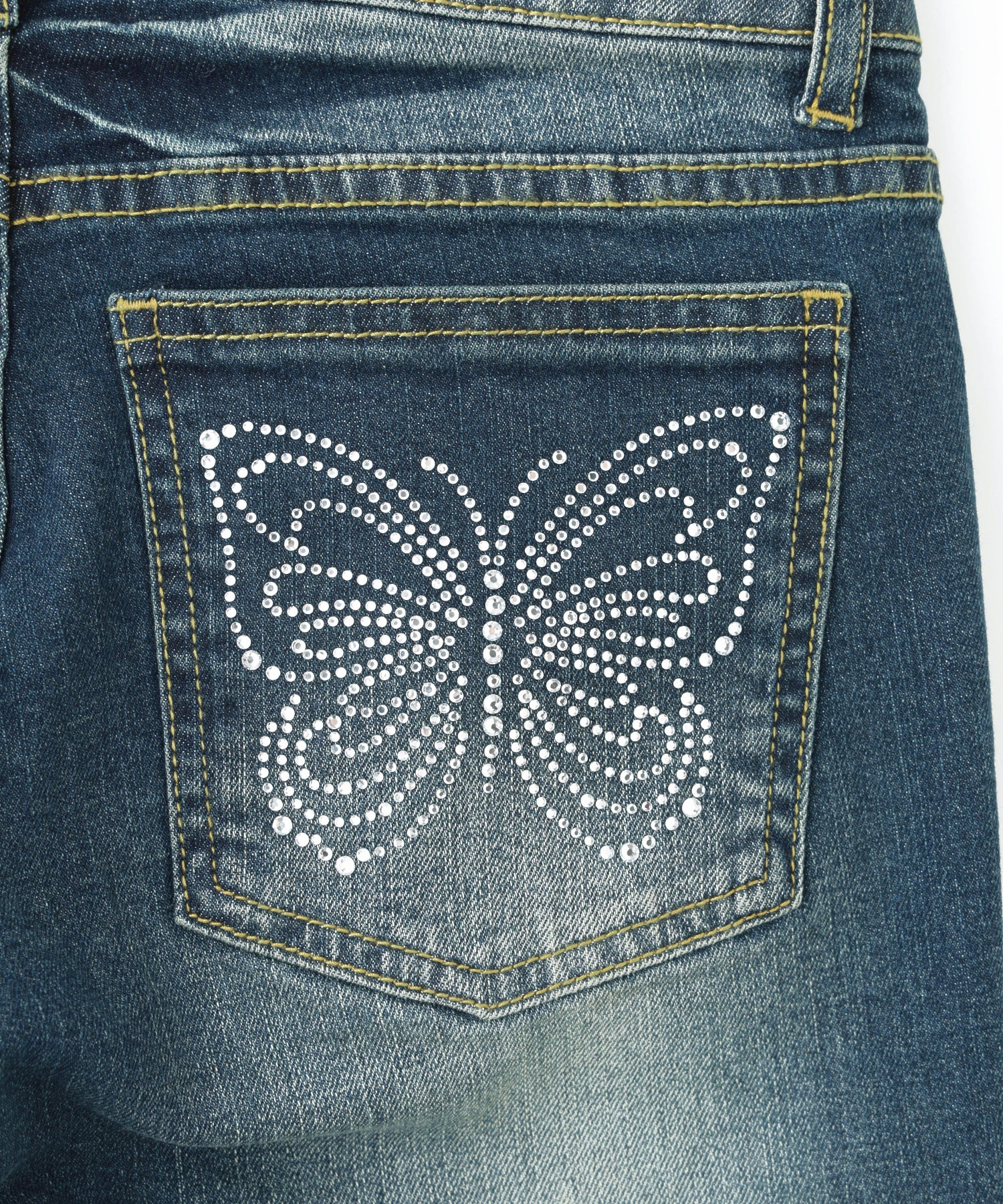 BUTTERFLY POCKET SKINNY DENIM PANTS