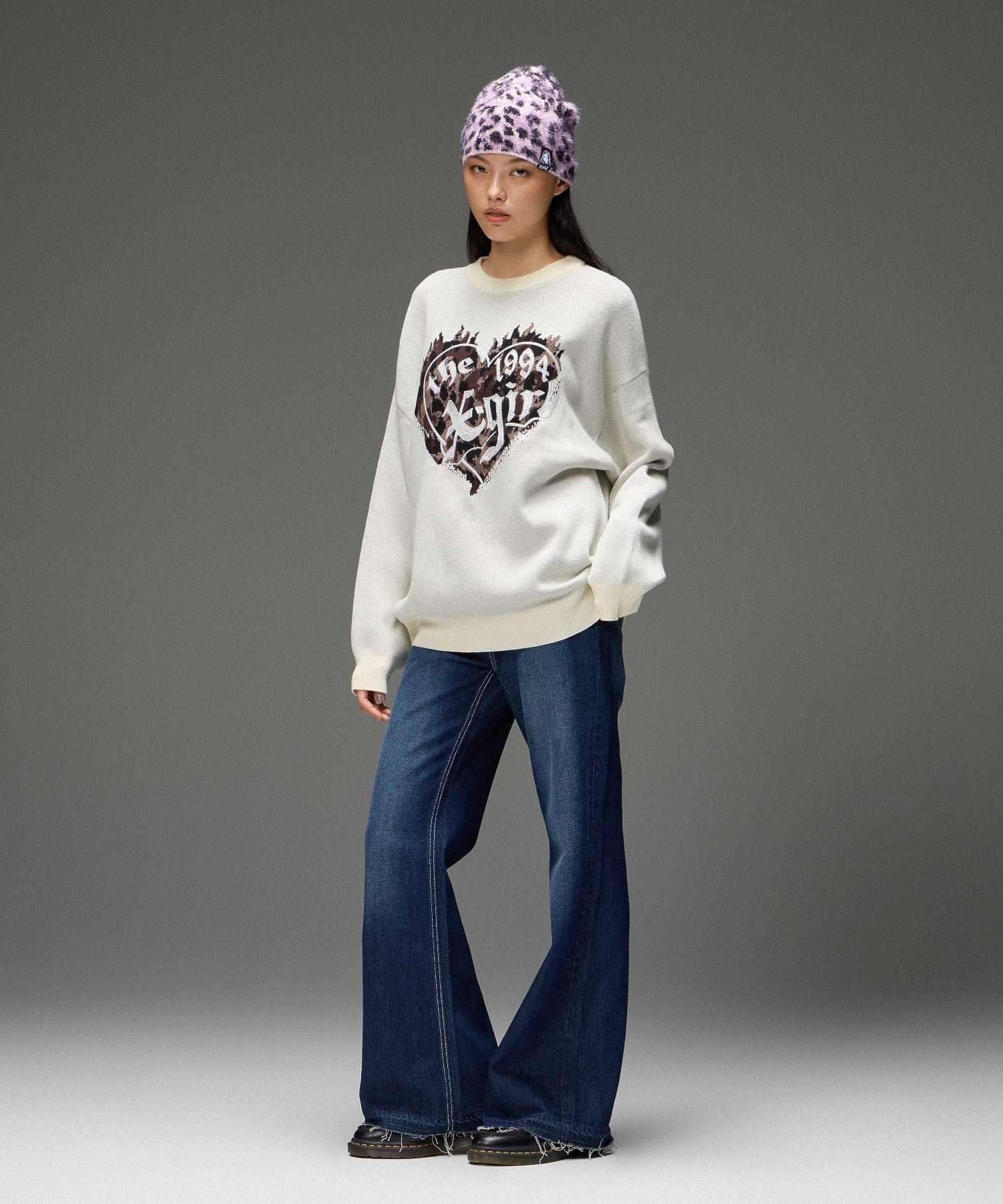 LEOPARD SHAGGY JACQUARD BEANIE