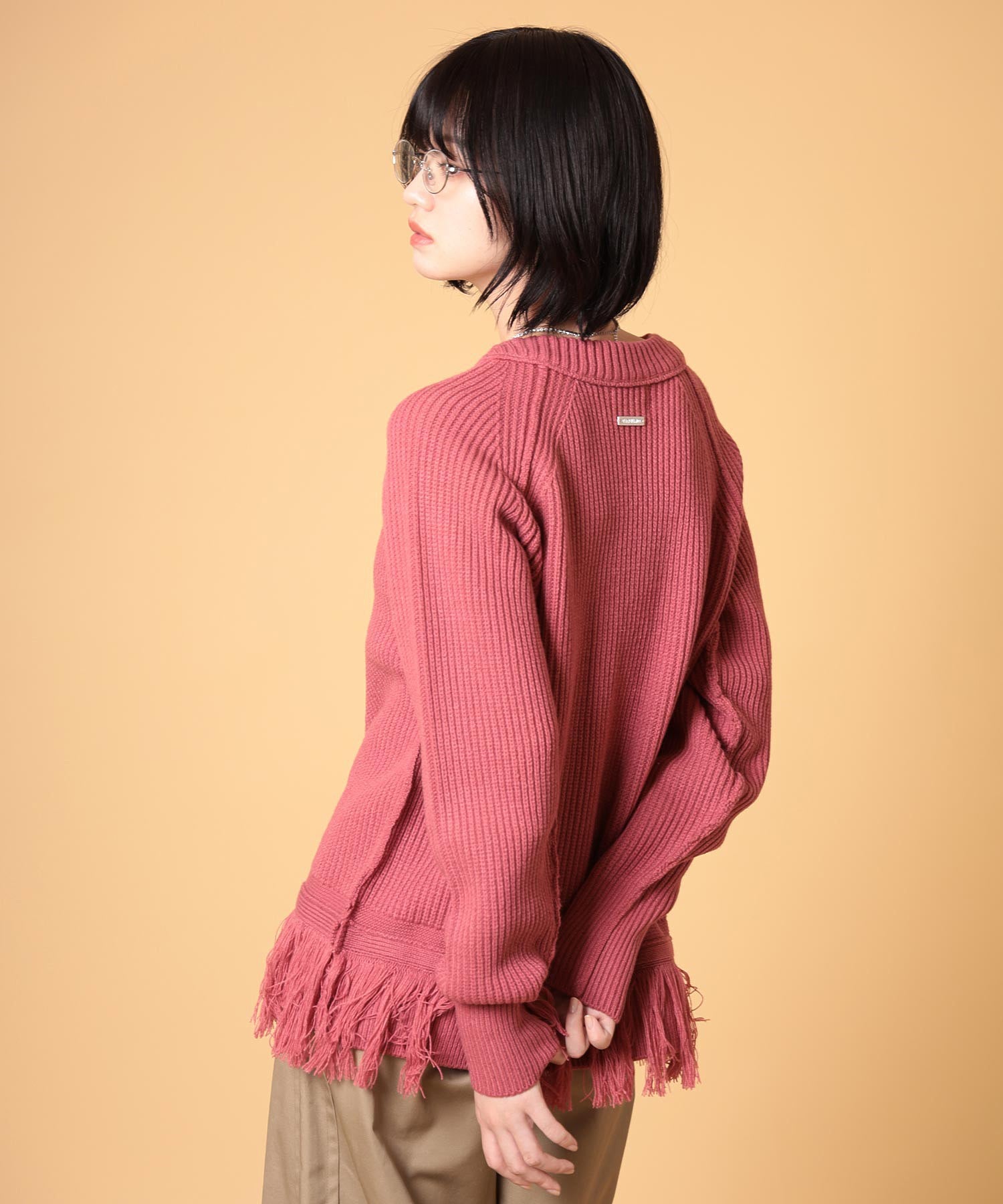 オーバーサイズフリンジニットプルオーバー