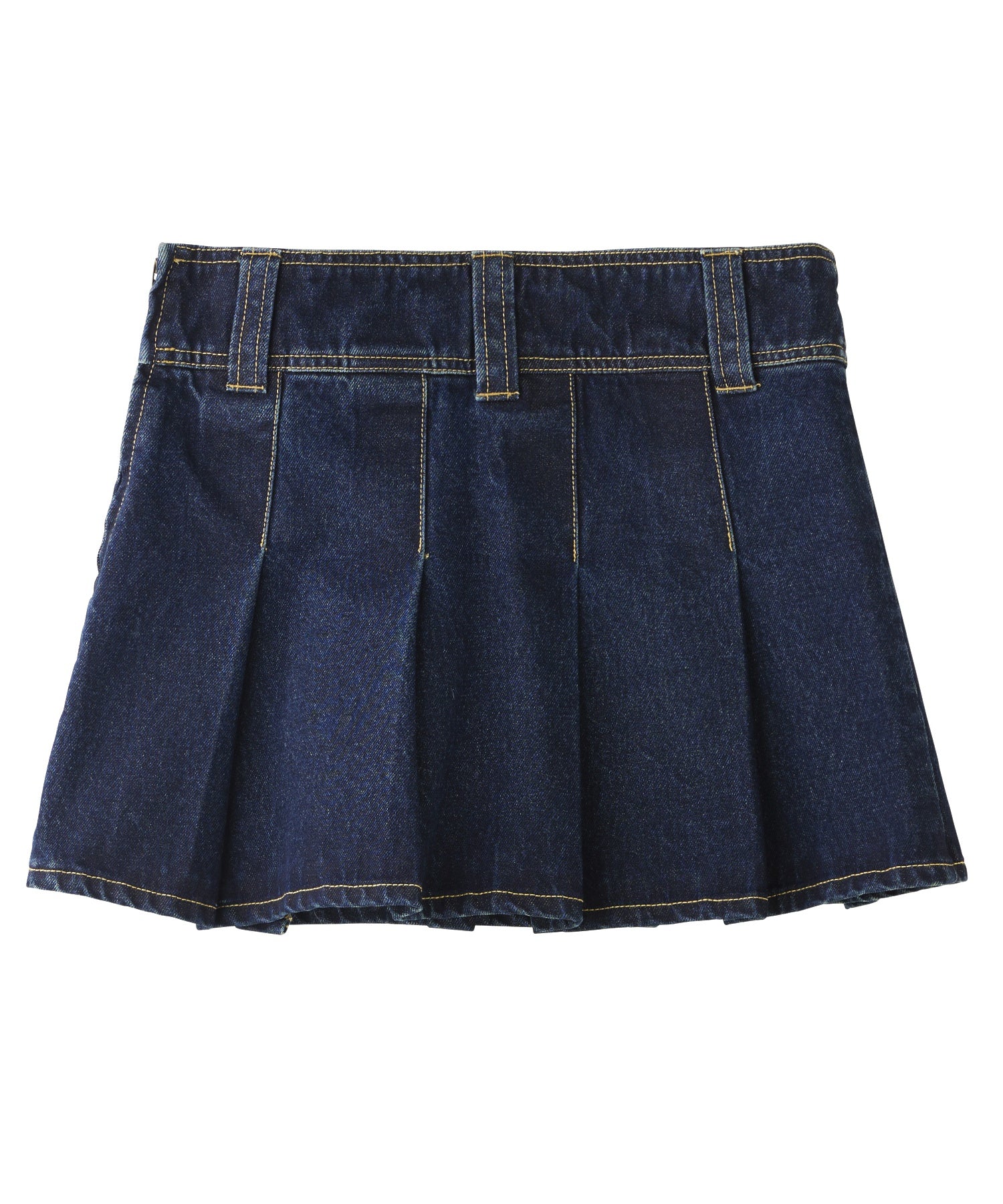 PLEATED DENIM MINI SKIRT