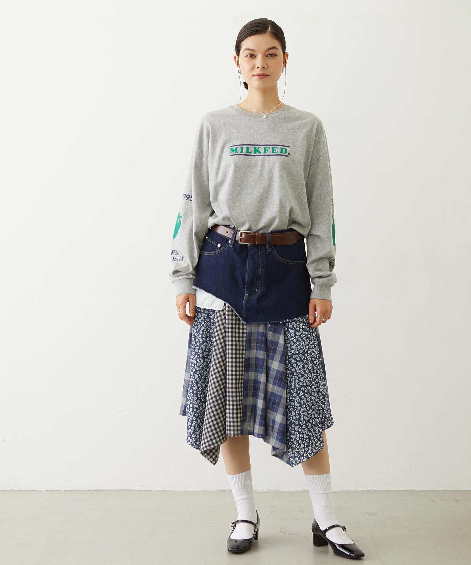 PATCHWORK OVERALL SKIRT