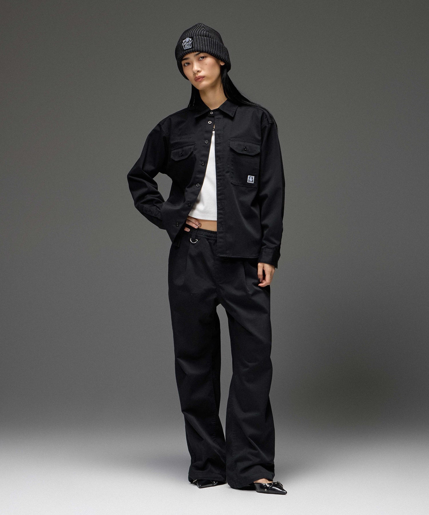 STRING COLLAR L/S COMPACT TOP