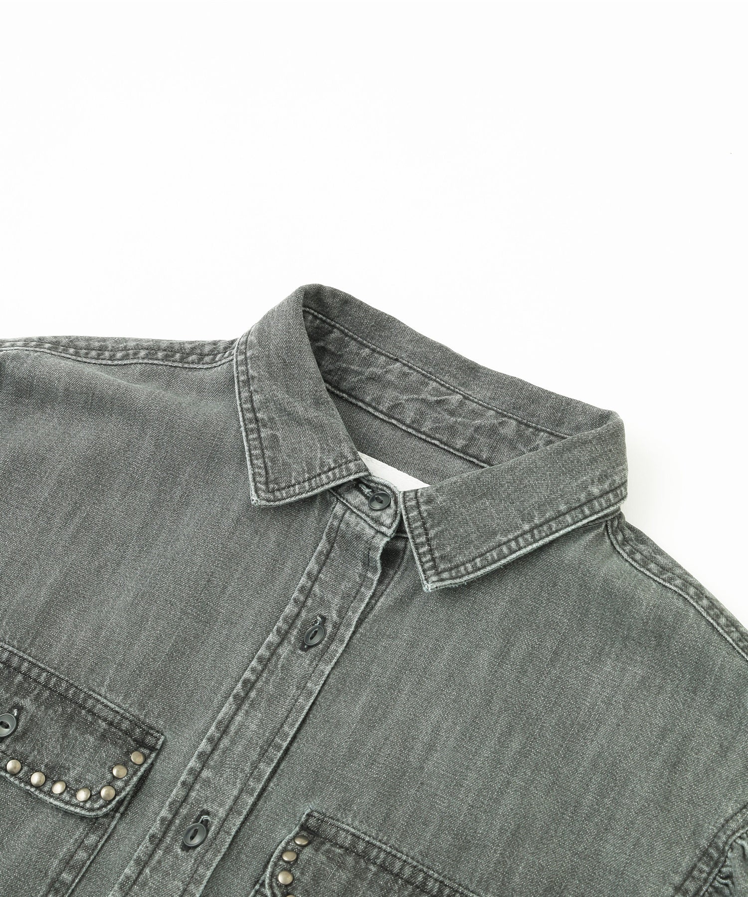 GENE HEAVENS/VOLUME SLEEVE DENIM SHIRT WITH STUDS