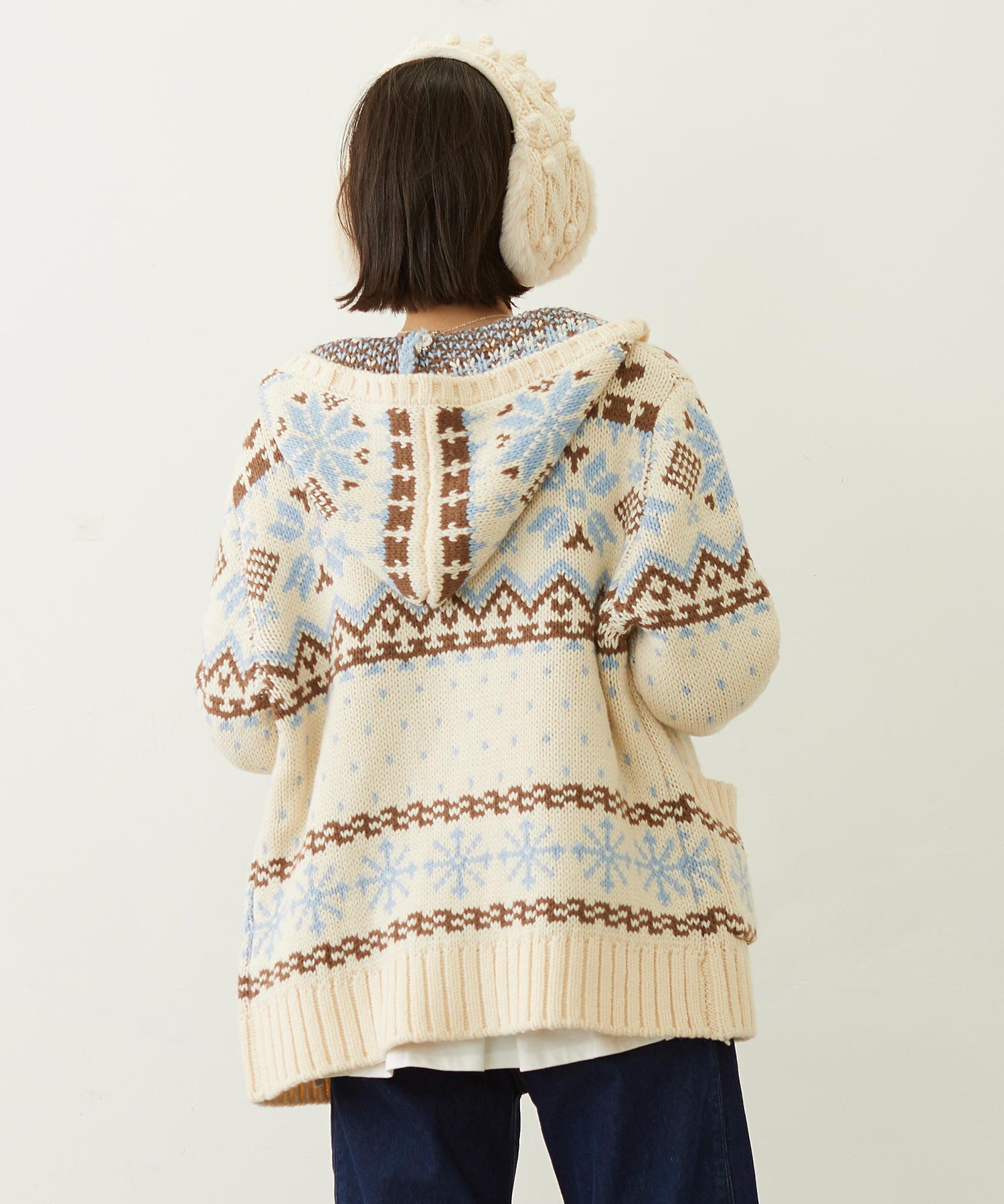 SNOW PATTERN COWICHAN KNIT JACKET