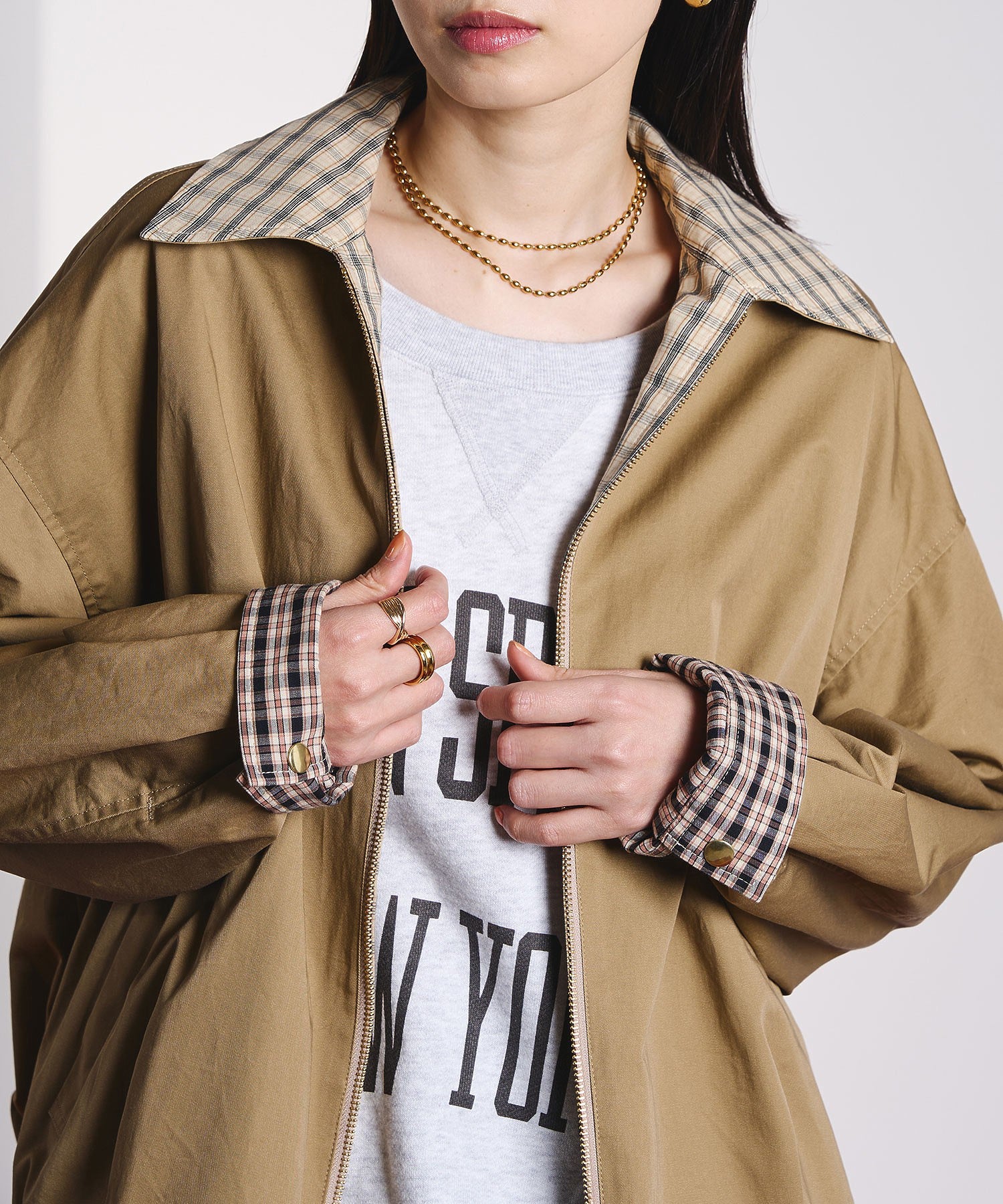 CREOLME/REVERSIBLE CHECK JACKET