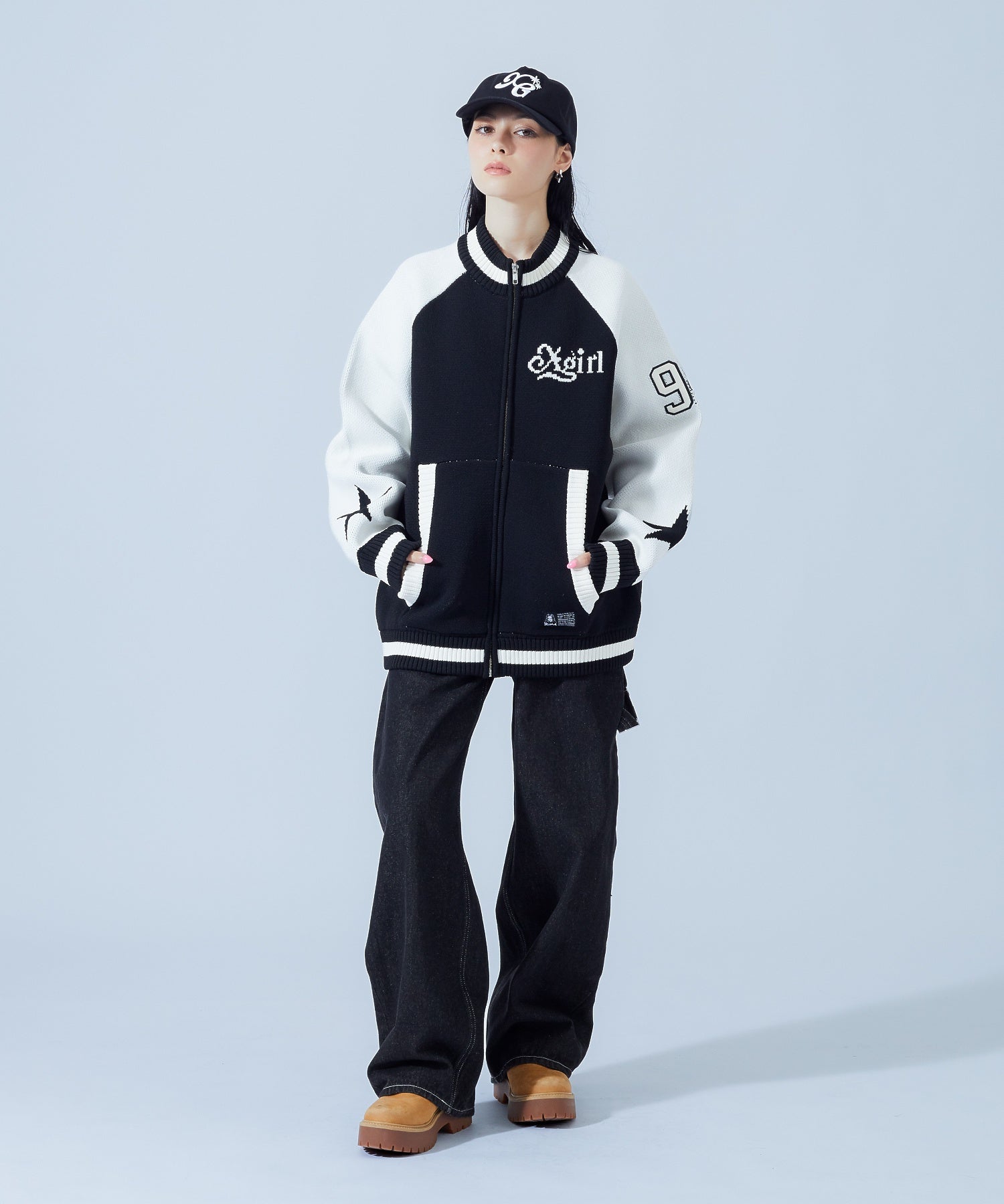 PATCH AND JACQUARD STADIUM KNIT JACKET