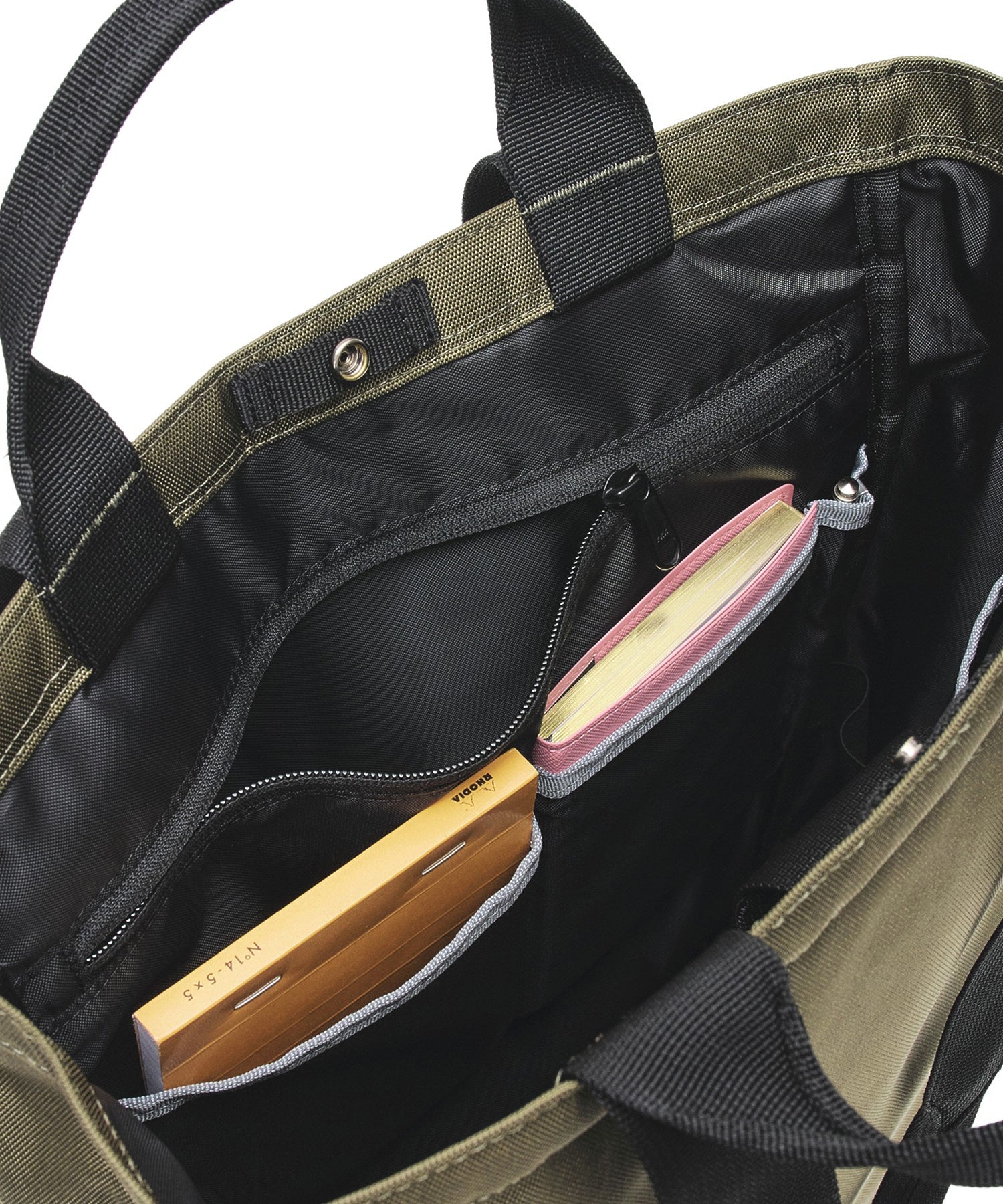 Grid 2-Way Tote Bag - Olive