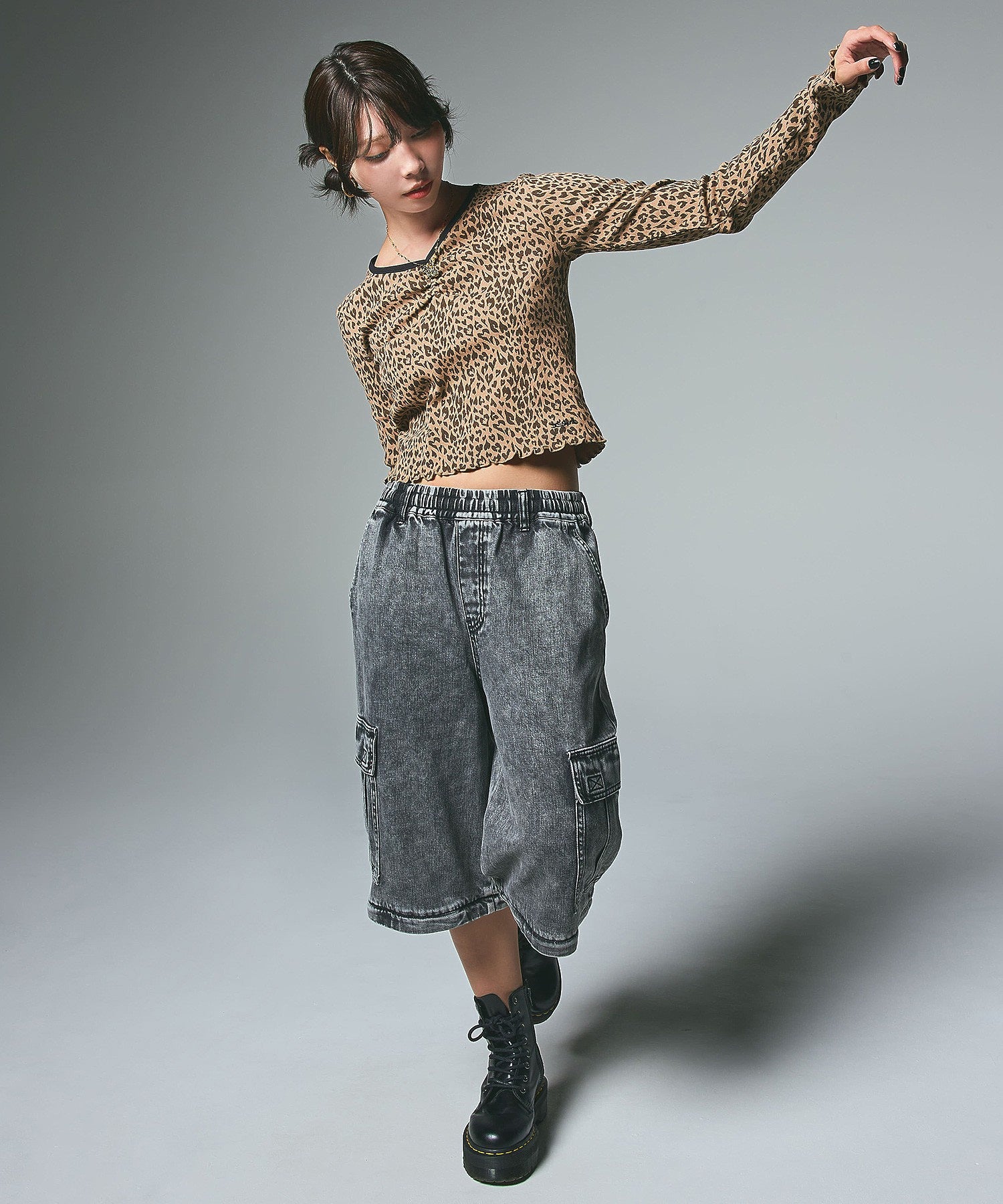 WASHED 2WAY WIDE LEG CARGO PANTS