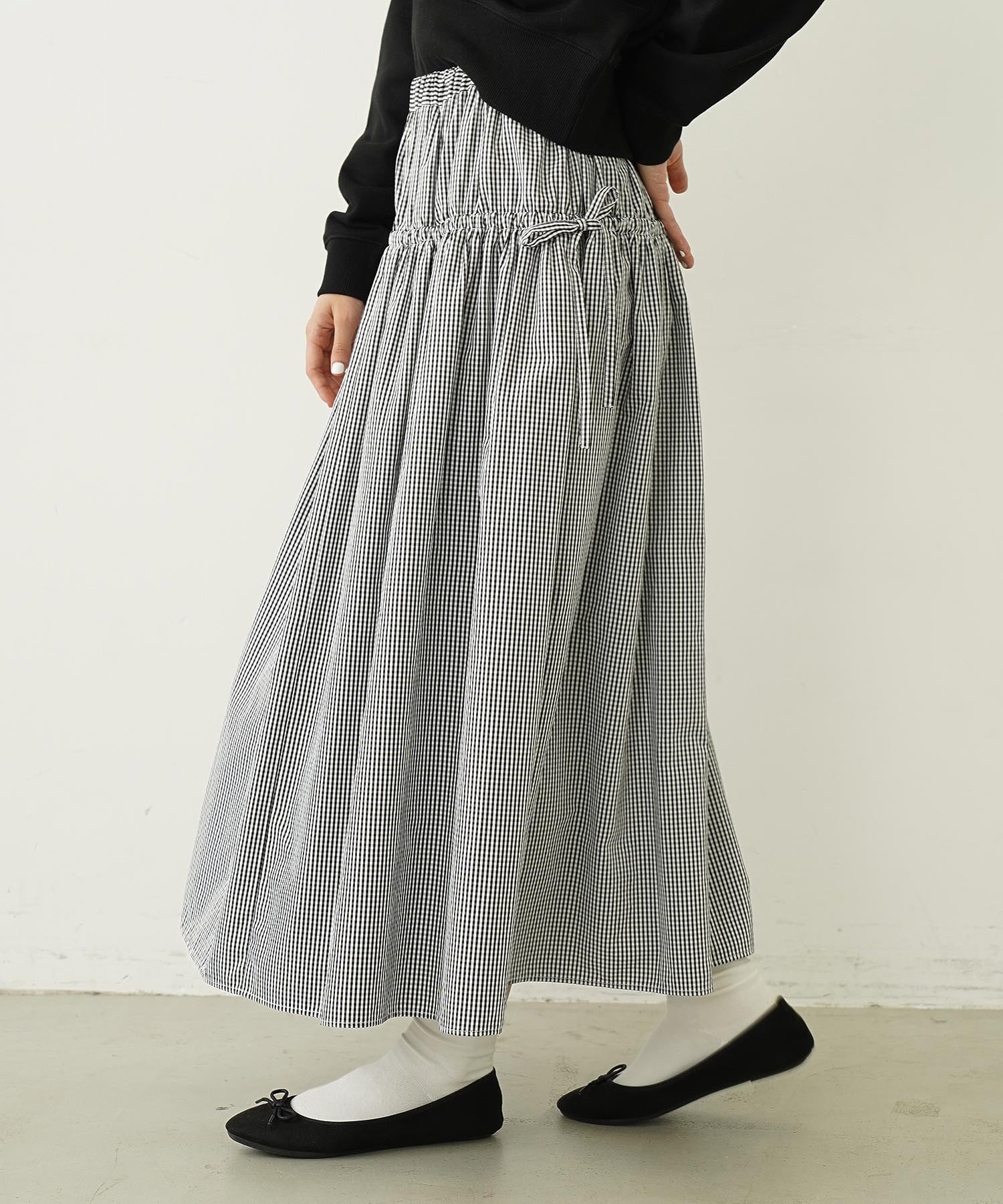 GINGHAM CHECK VOLUME SKIRT