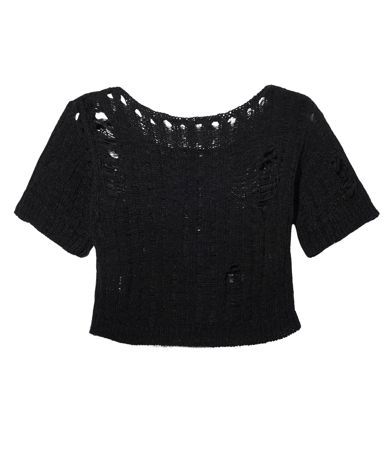 DISTRESSED TAPE YARN KNIT TOP