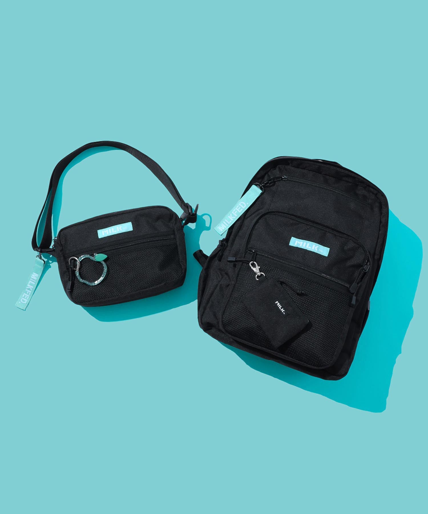 SHOULDER WIDE BAG MESH POCKET LtGREEN
