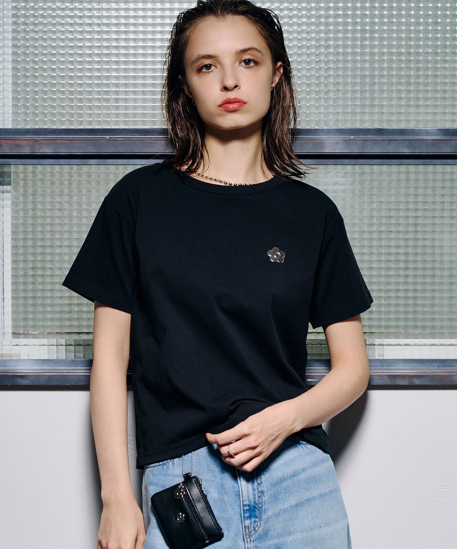 【ROSE BUD別注】MARY QUANT/BACK APPLIQUE T-SHIRT