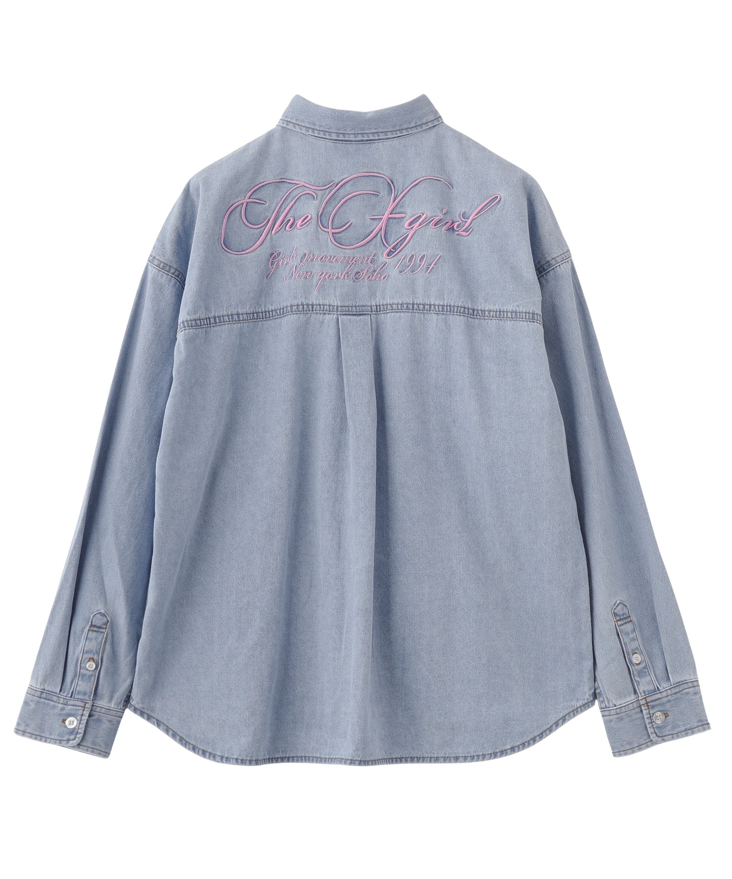 SCRIPT LOGO BLEACHED DENIM SHIRT