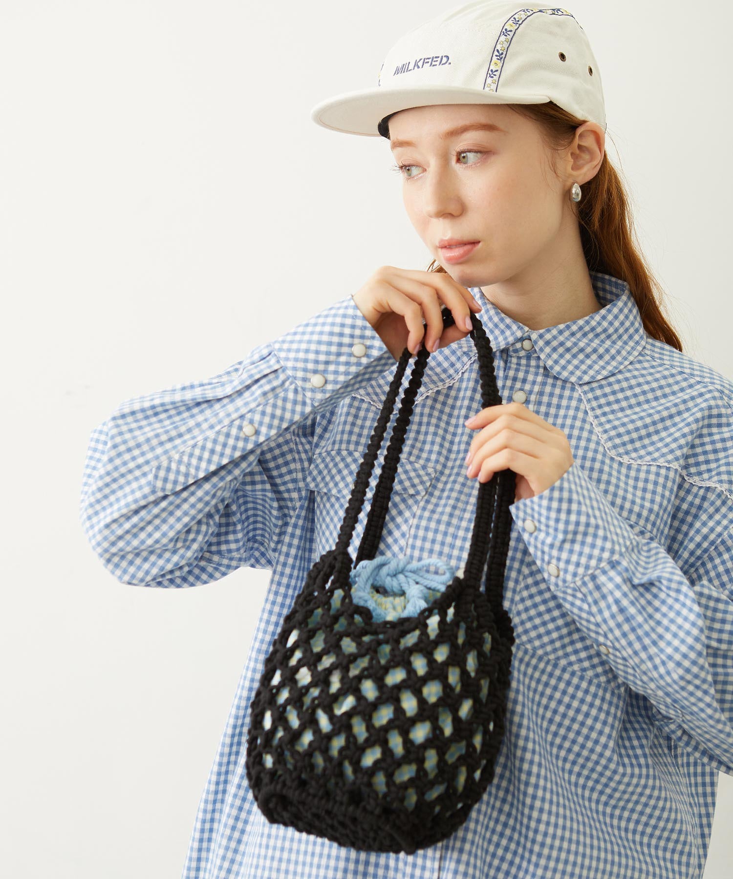KNITTED GINGHAM BAG