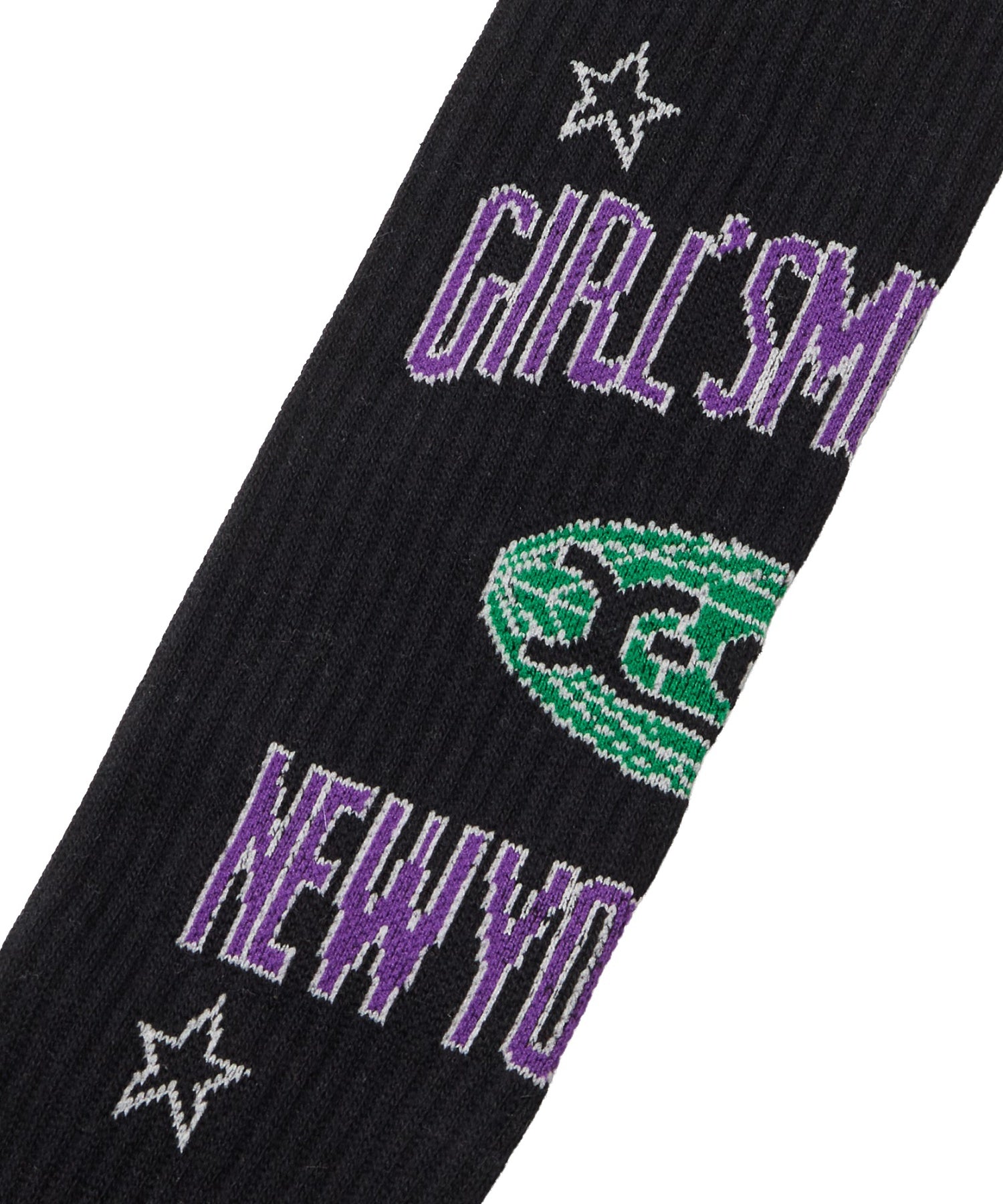 WORLD LOGO JACQUARD RIB HIGH SOCKS