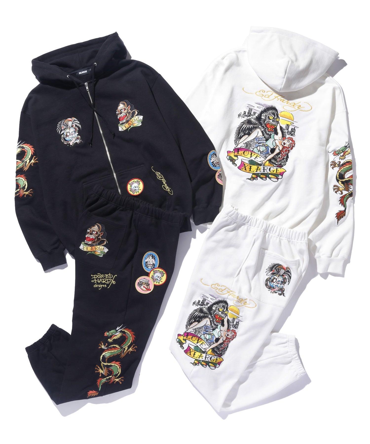 XLARGE×ED HARDY ZIP HOODED SWEATSHIRT