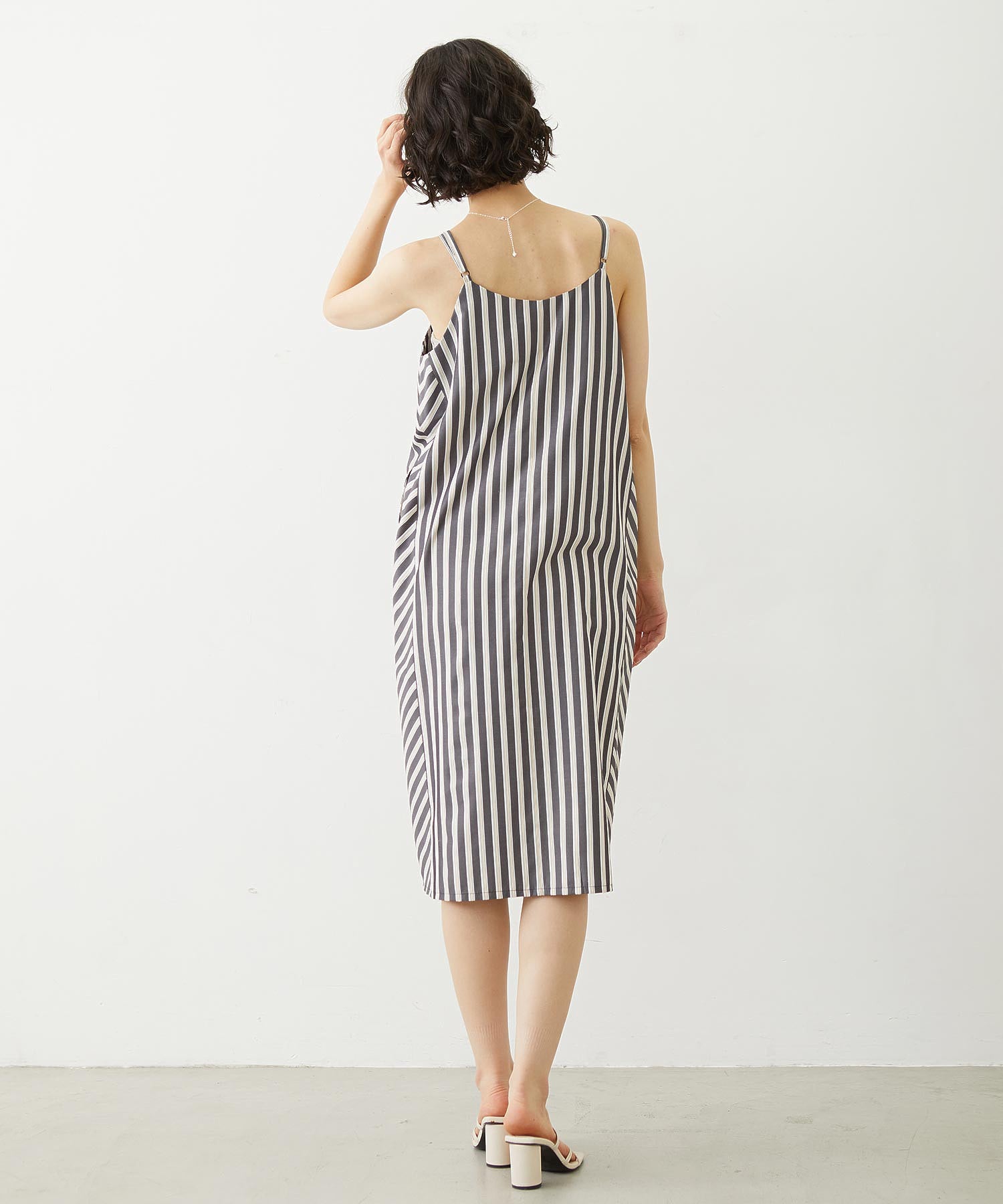 BIAS-CUT STRIPED CAMI DRESS