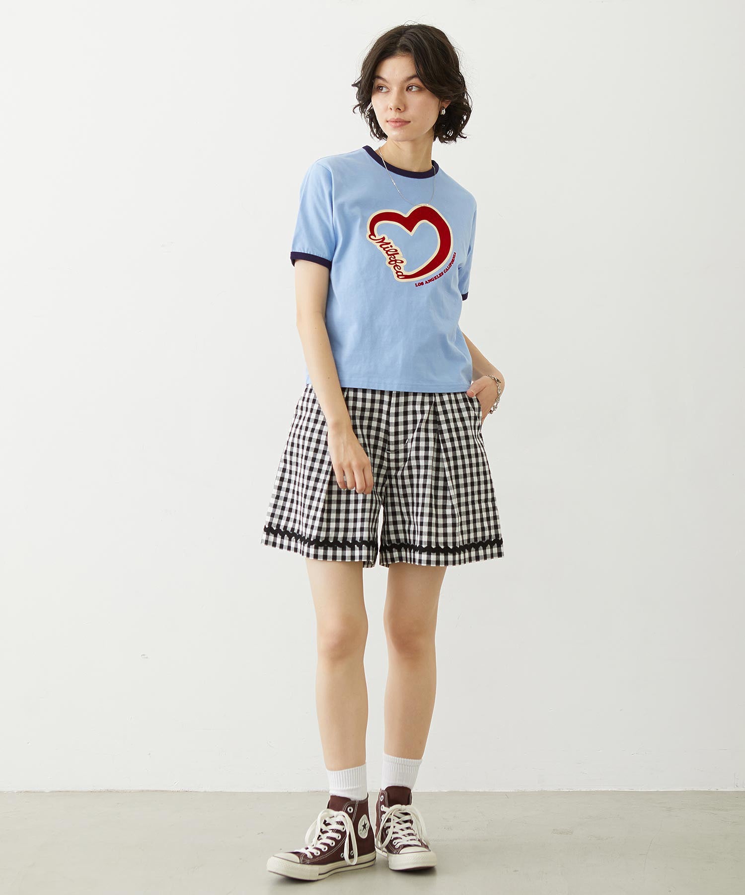 TRIMMED GINGHAM CHECK SHORTS