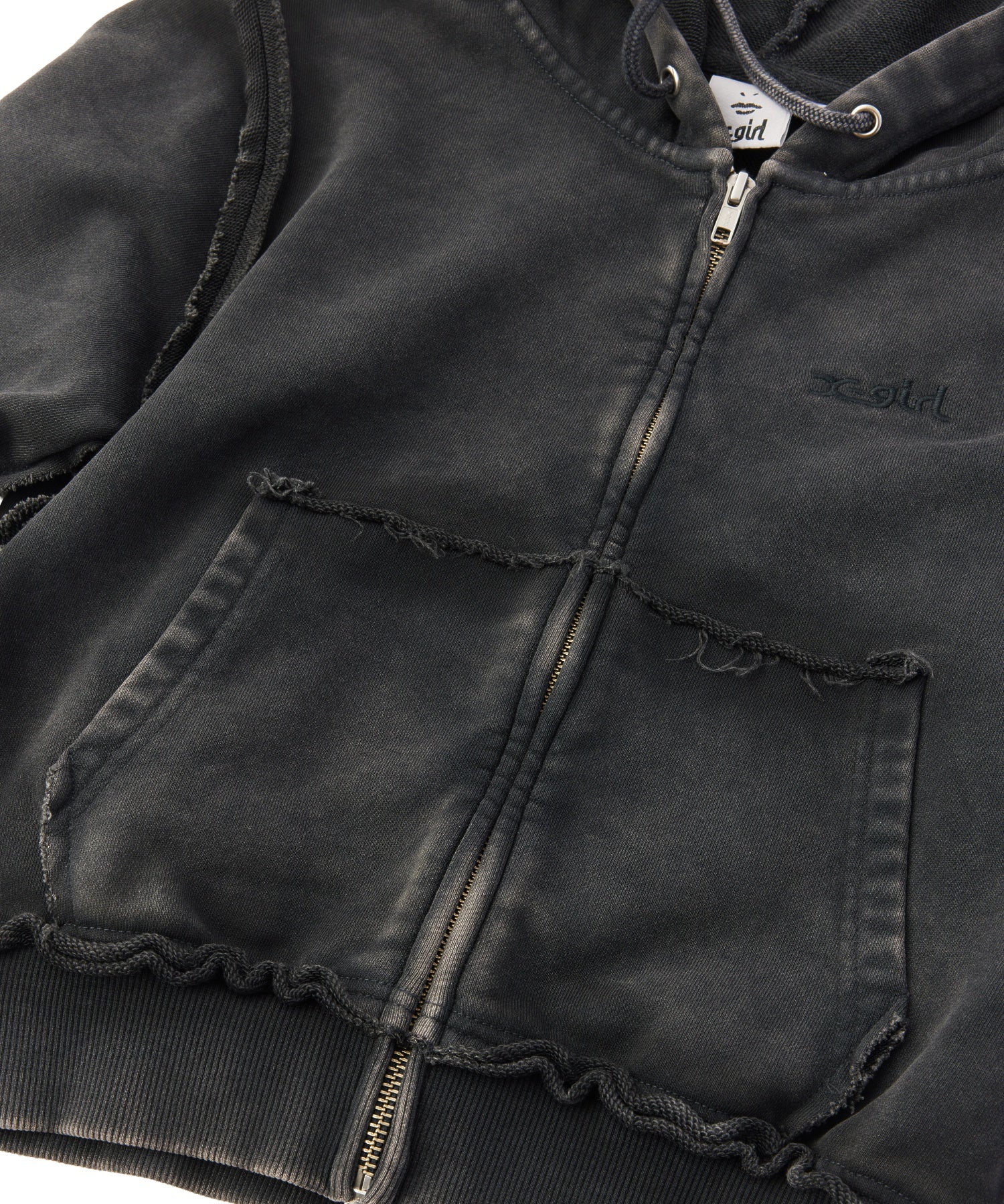 FADED CUT OFF COMPACT ZIP UP SWEWAT HOODIE