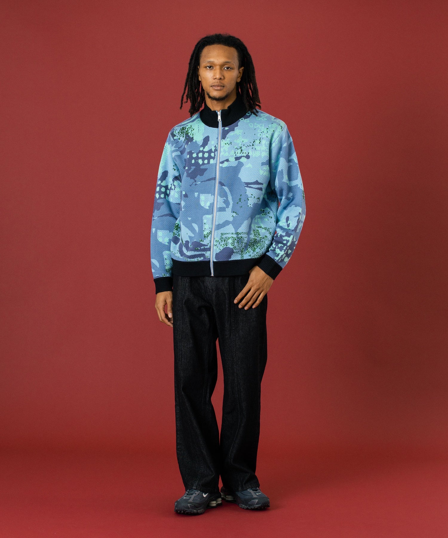PANELED DENIM PANTS