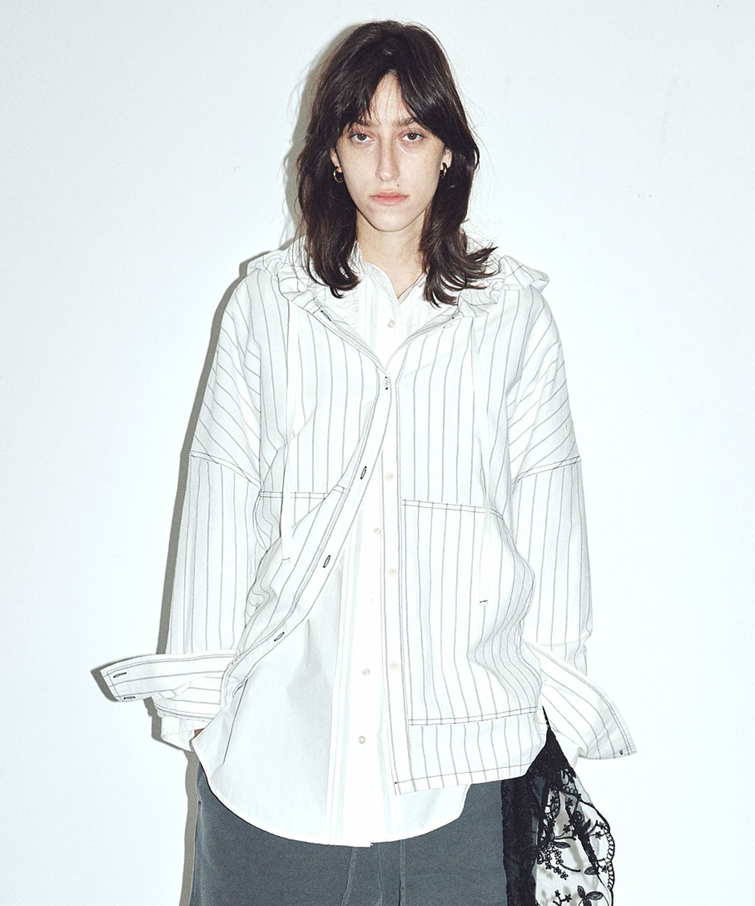 CREOLME/COTTON FRILL SHIRT