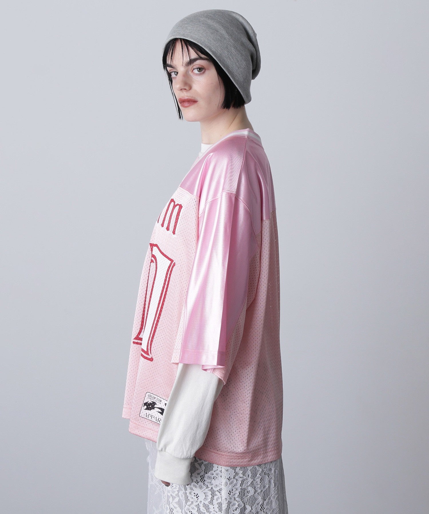 OKIRAKU×ROSE BUD/メッシュフットボールT