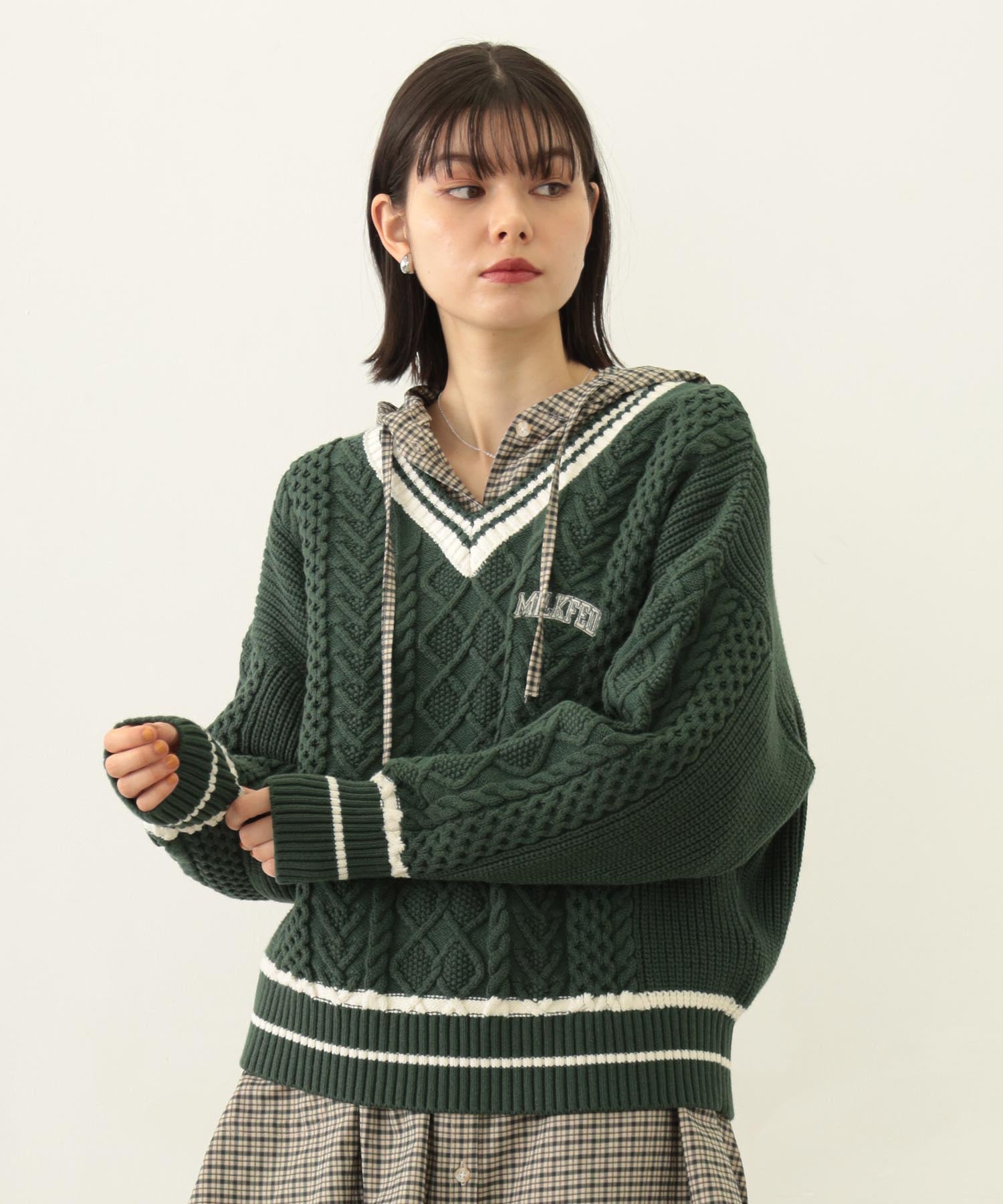 MILKFED. PATCH V-NECK KNIT