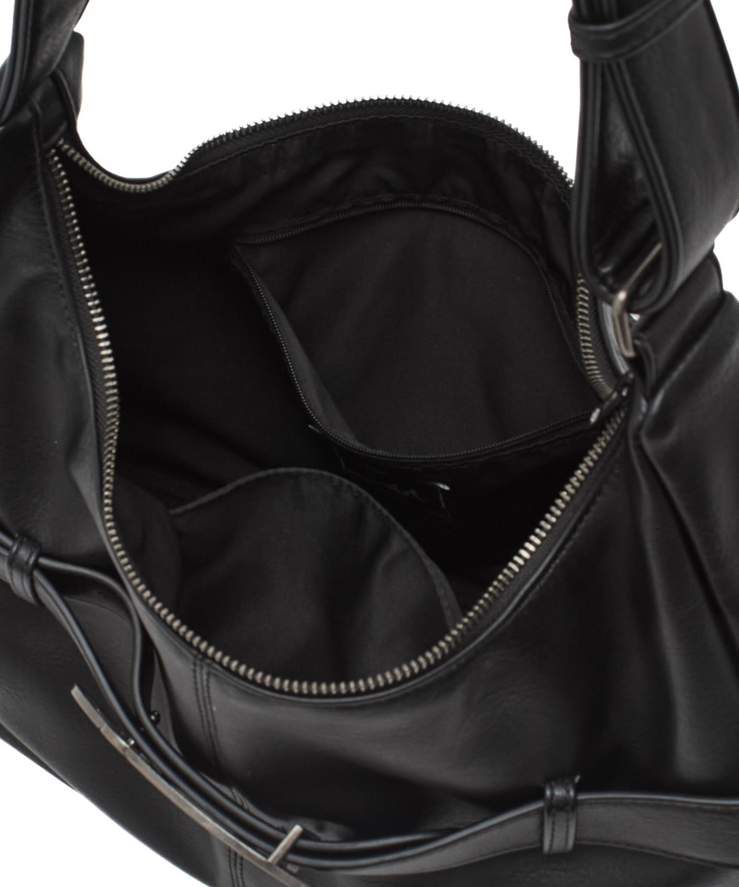 OVAL LOGO CLASP FAUX LEATHER SHOULDER BAG