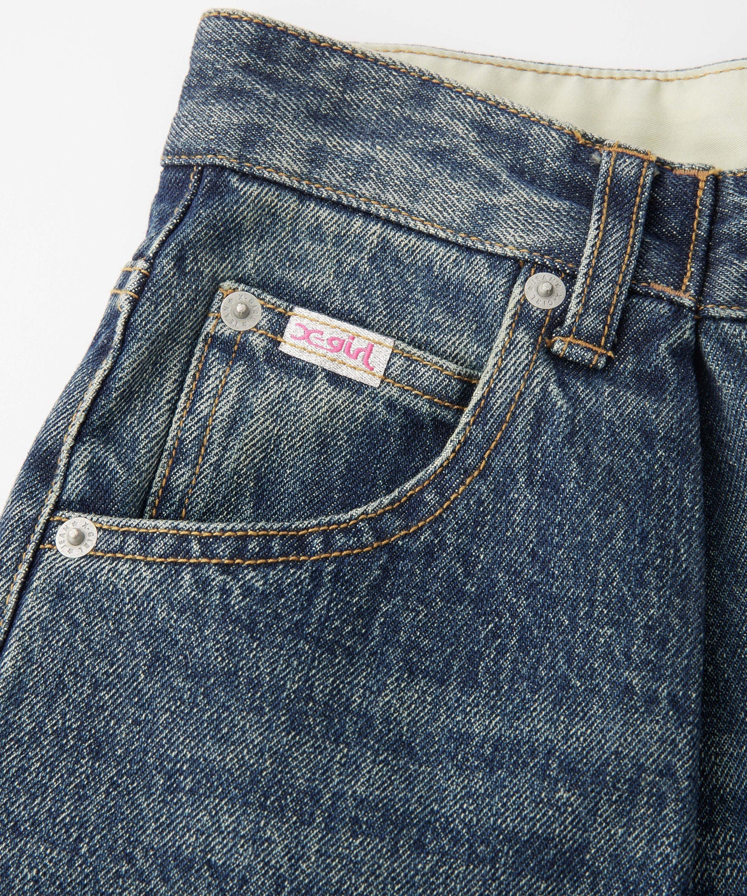 LOGO PATCH WIDE TAPERED DENIM PANTS