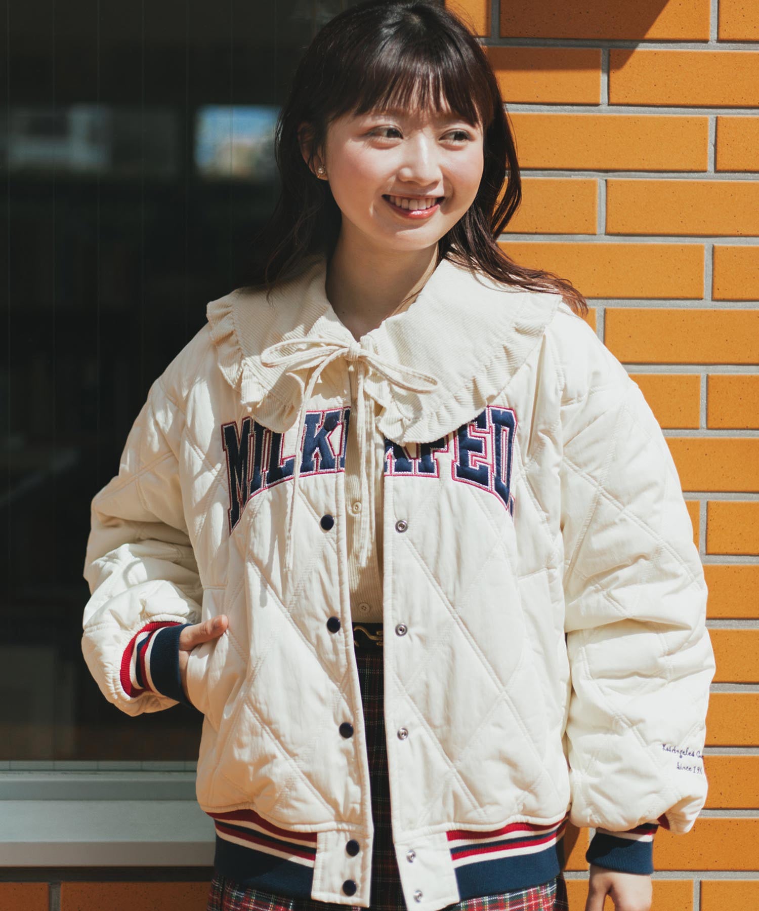 SATIN LOGO PATCH QUILTED JACKET