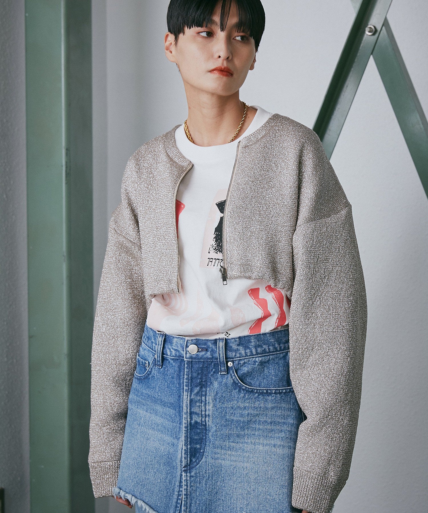 ラメニットブルゾン