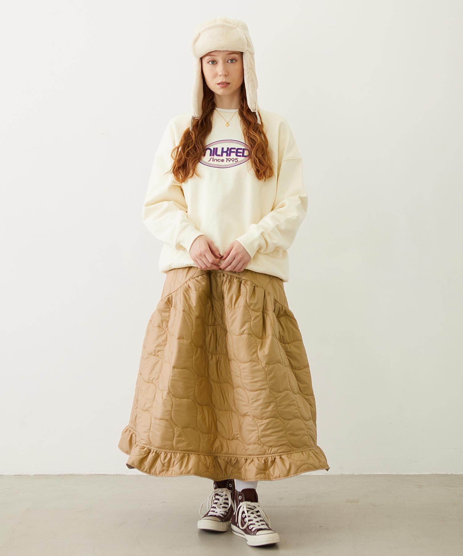 QUILTED FLARED SKIRT