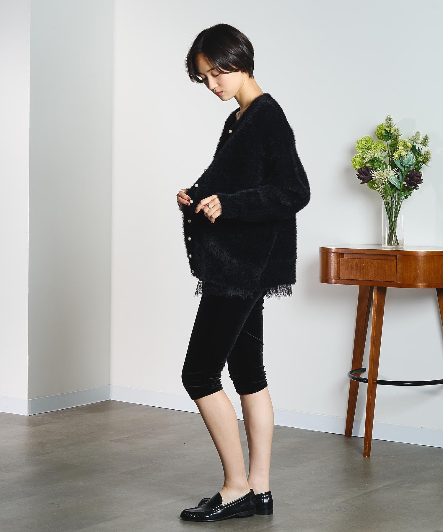 GENE HEAVENS/COTTON PEARL BUTTON CARDIGAN