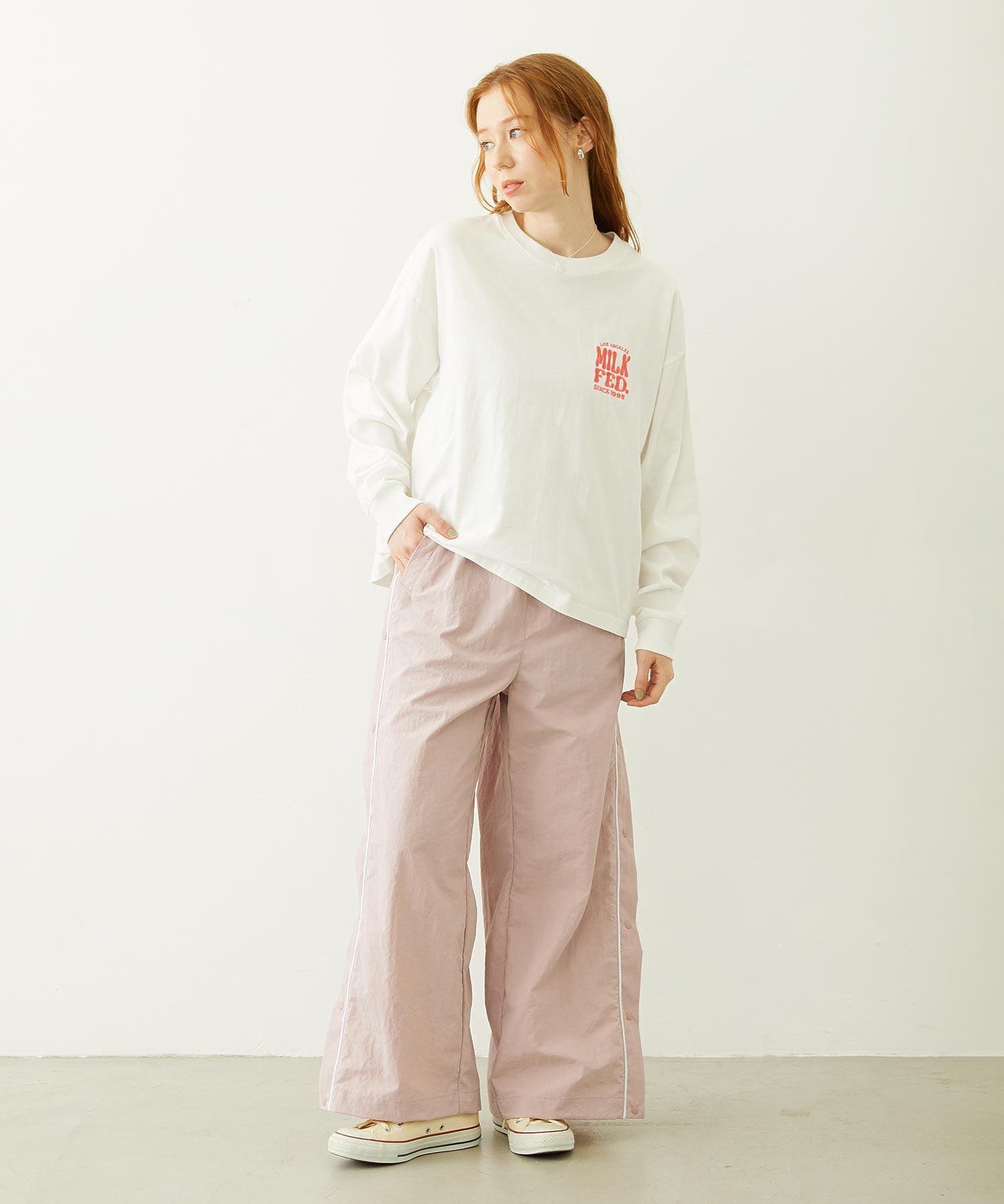 FLOWER DOT PATTERN LOGO WIDE L/S TEE