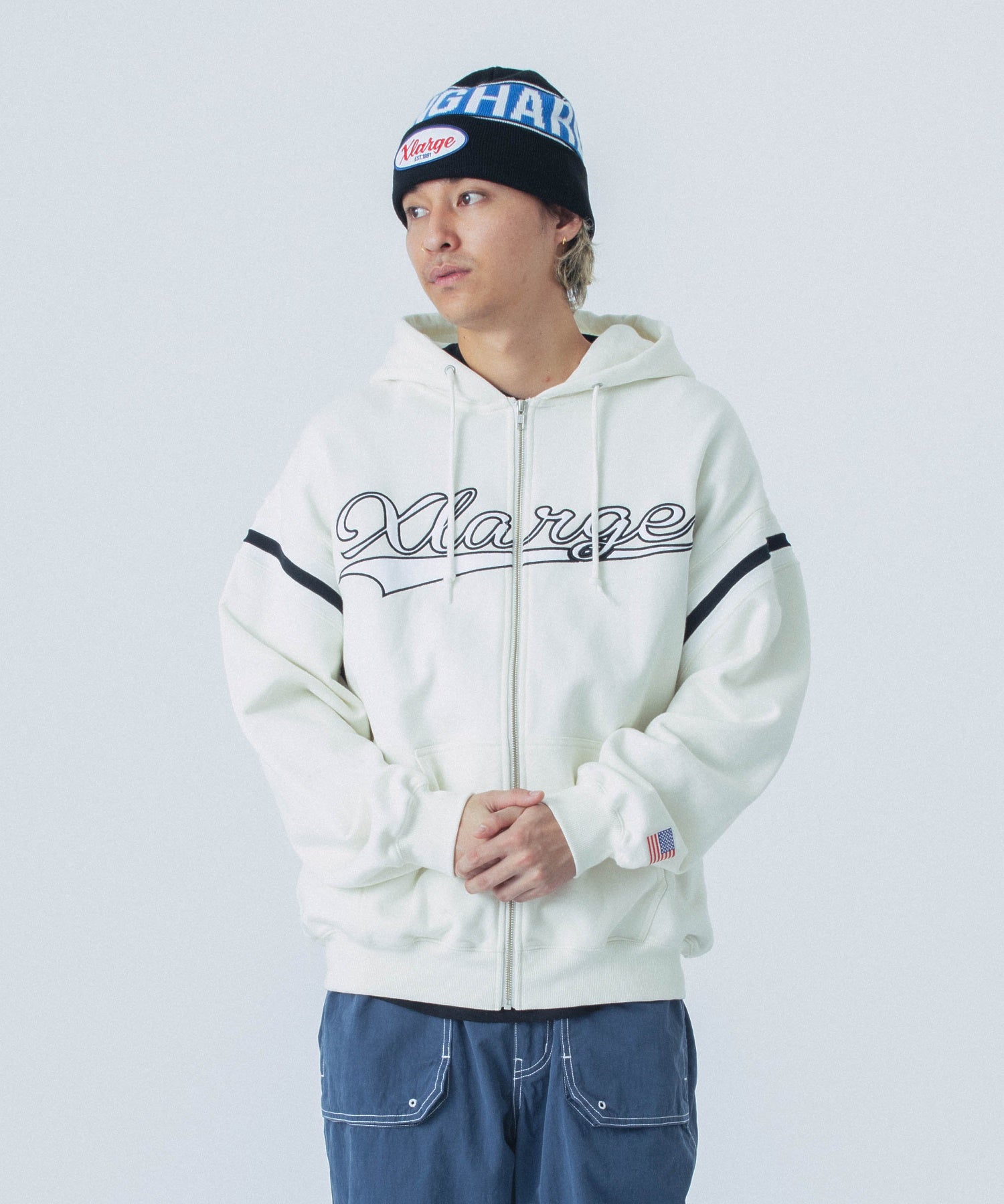 LINE ZIP UP HOODED SWEATSHIRT