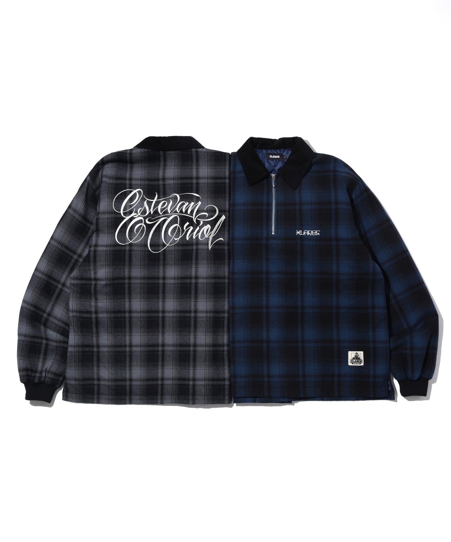 XLARGE×ESTEVAN ORIOL QUILTED HALF ZIP FLANNEL SHIRT