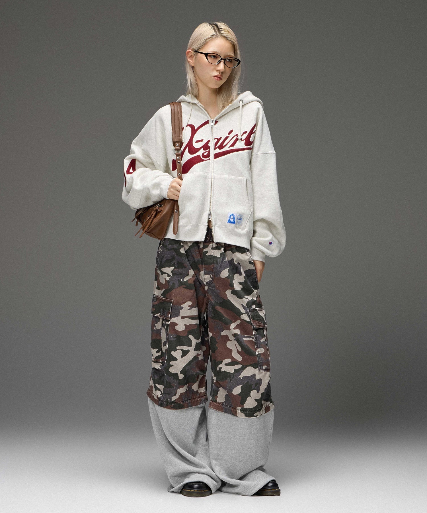 X-girl x Champion REVERSE WEAVE® PATCHED LOGO ZIP UP HOODIE